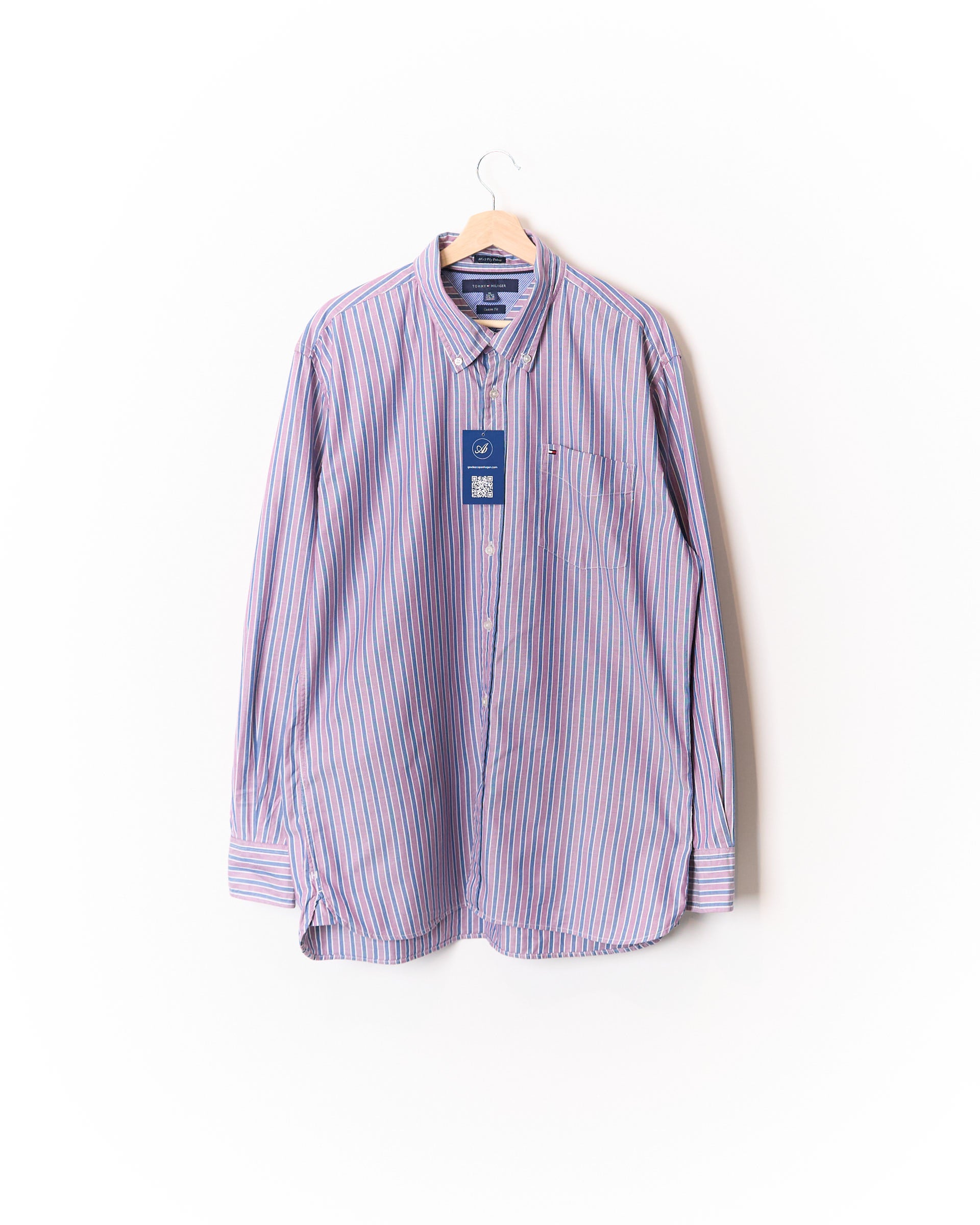 Tommy Hilfiger Purple, Blue and White Striped Custom Fit 80&