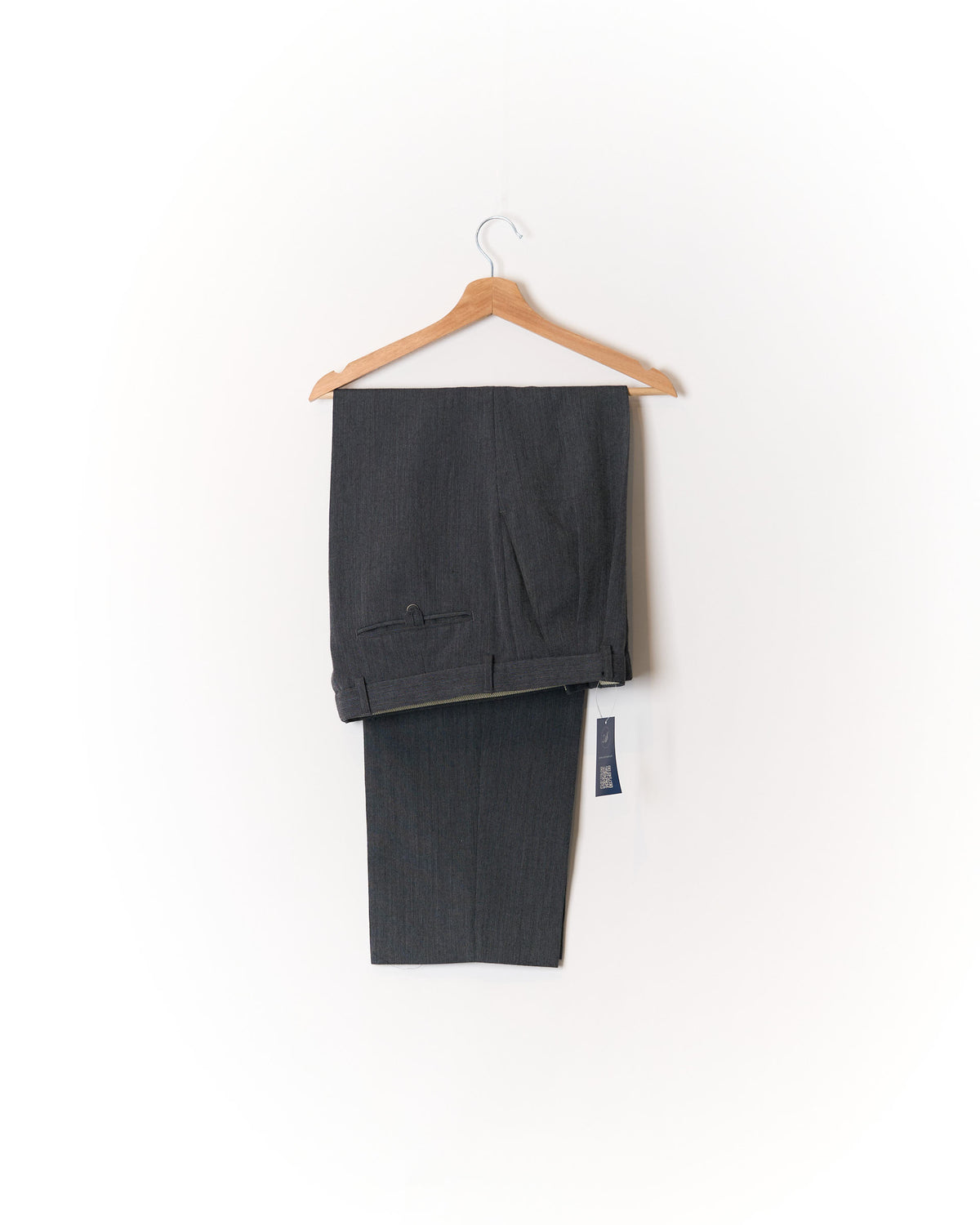Grey Straight Leg Wool Dress Pants