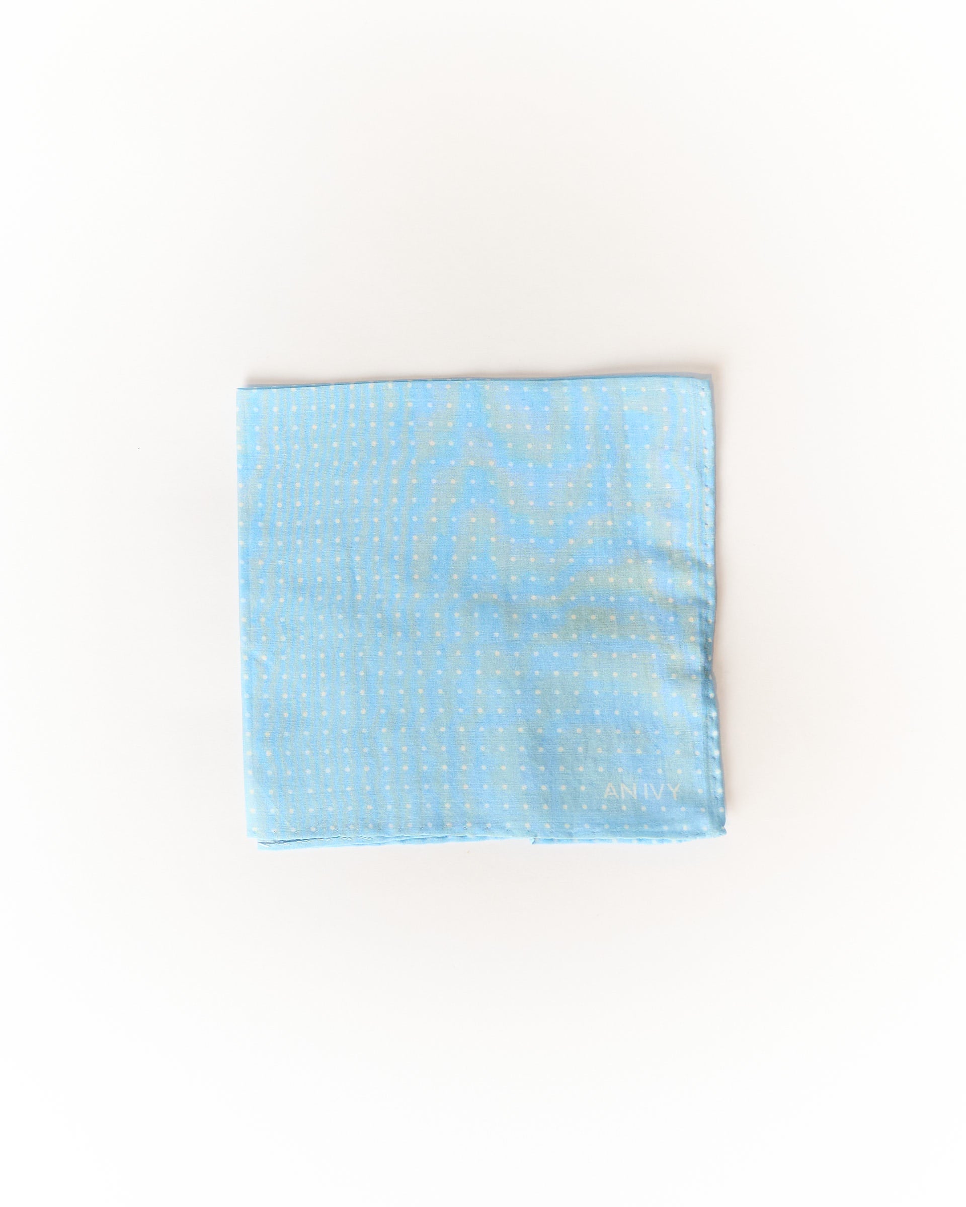 An Ivy Light Blue and White Dotted Silk and Cotton Pocket Square