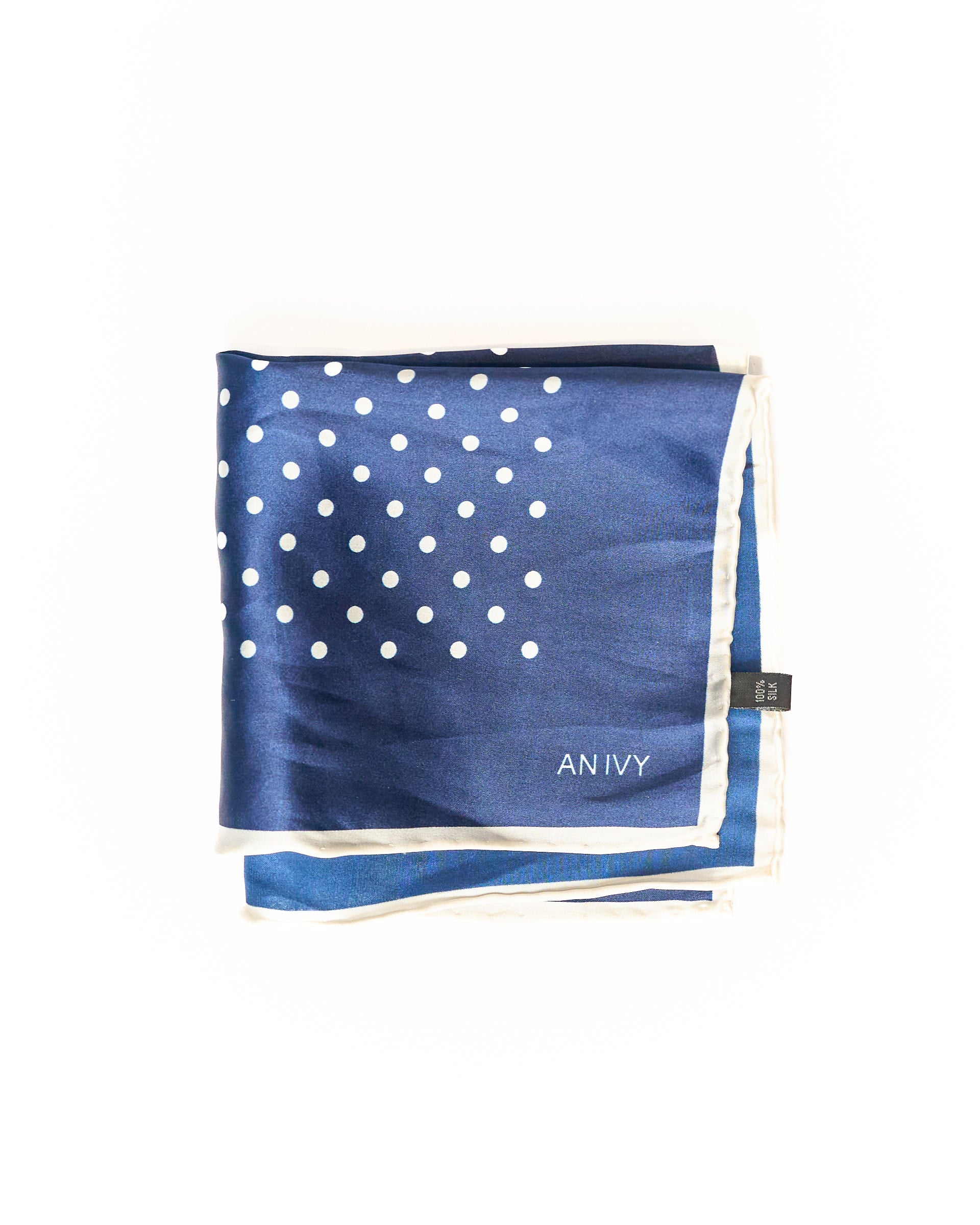 An Ivy Navy and White Dotted Silk Pocket Square