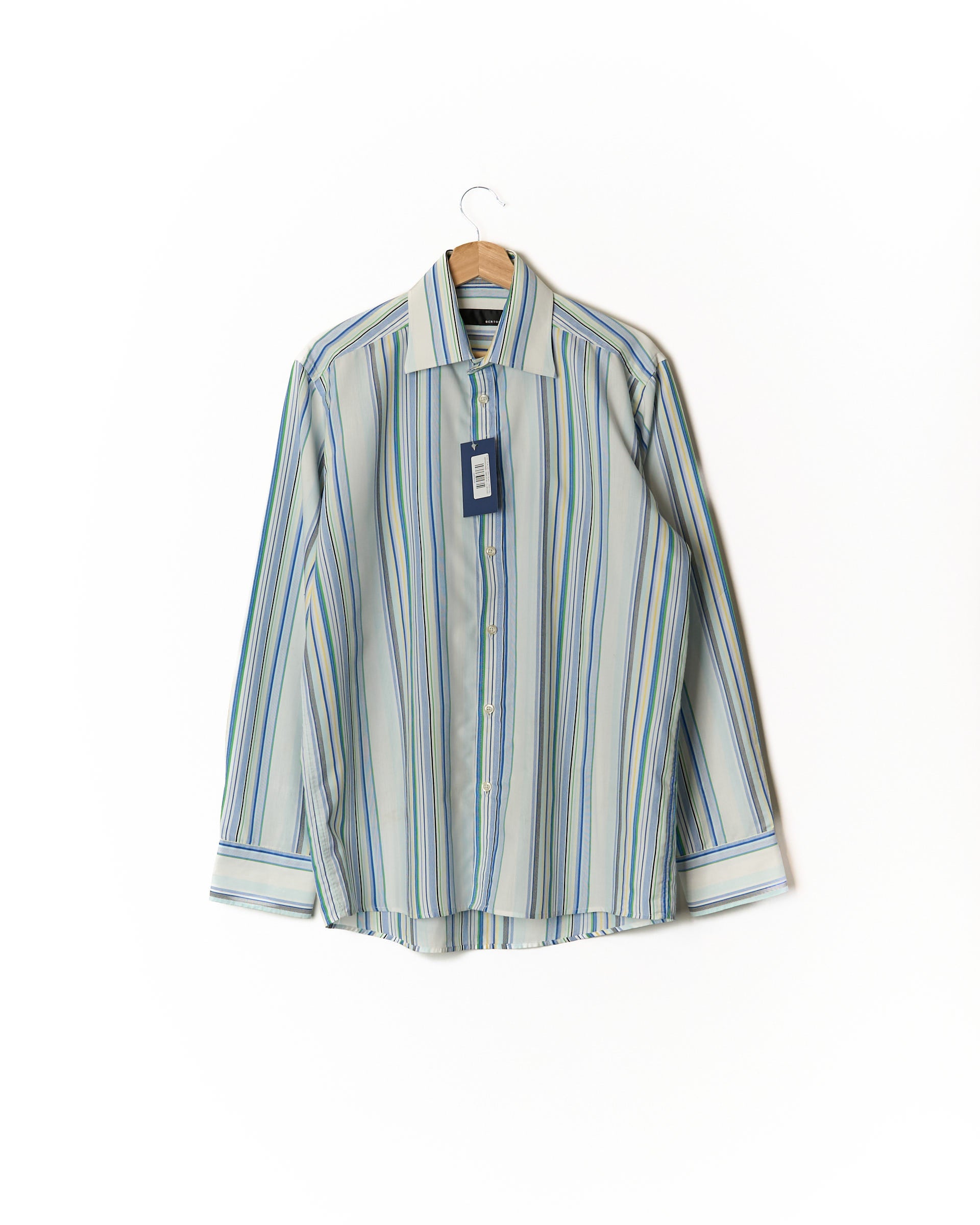 Bertoni White Multi-Colour Striped Vintage Cotton Shirt