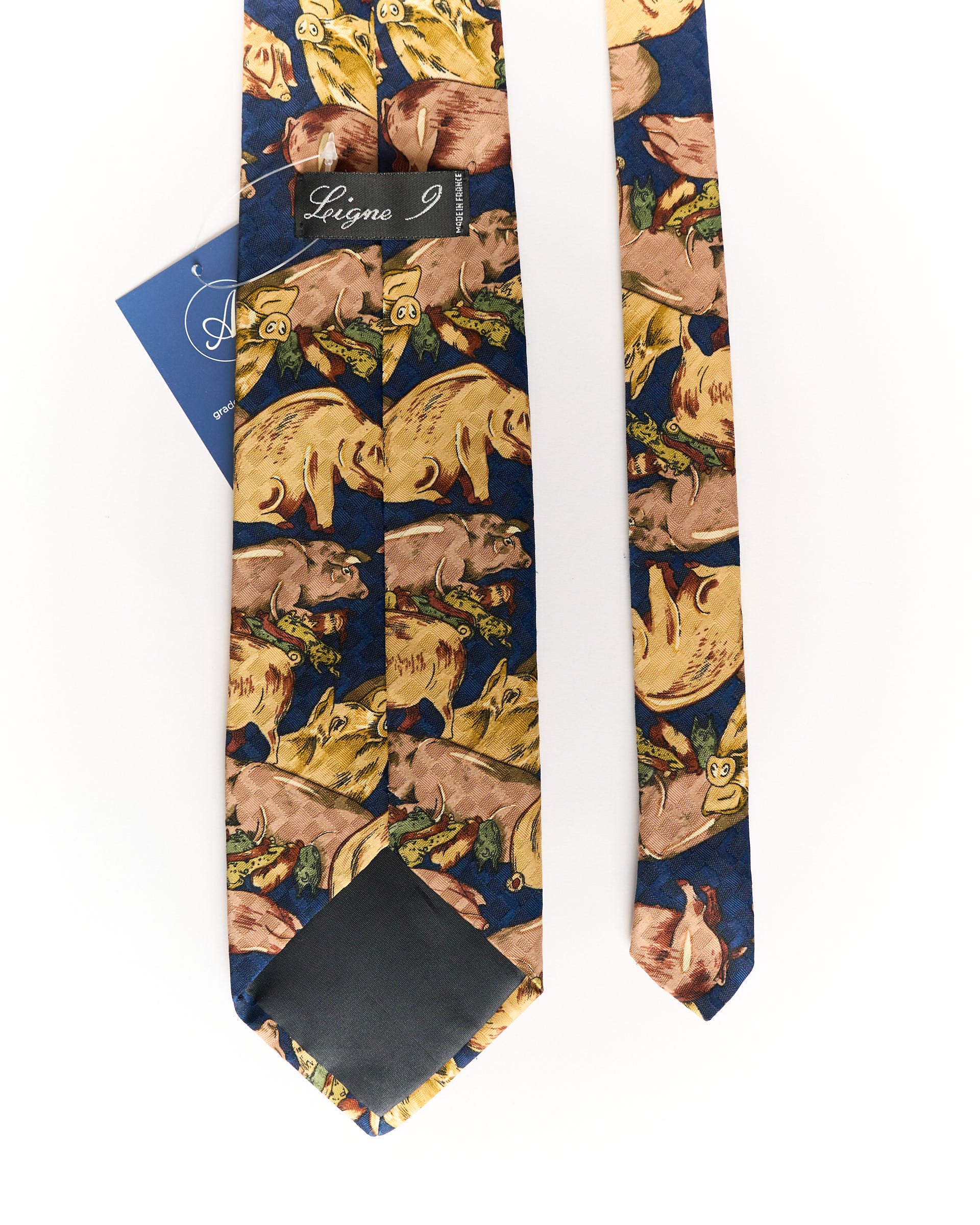 Ligne 9 Navy Wild Boar Print Tie