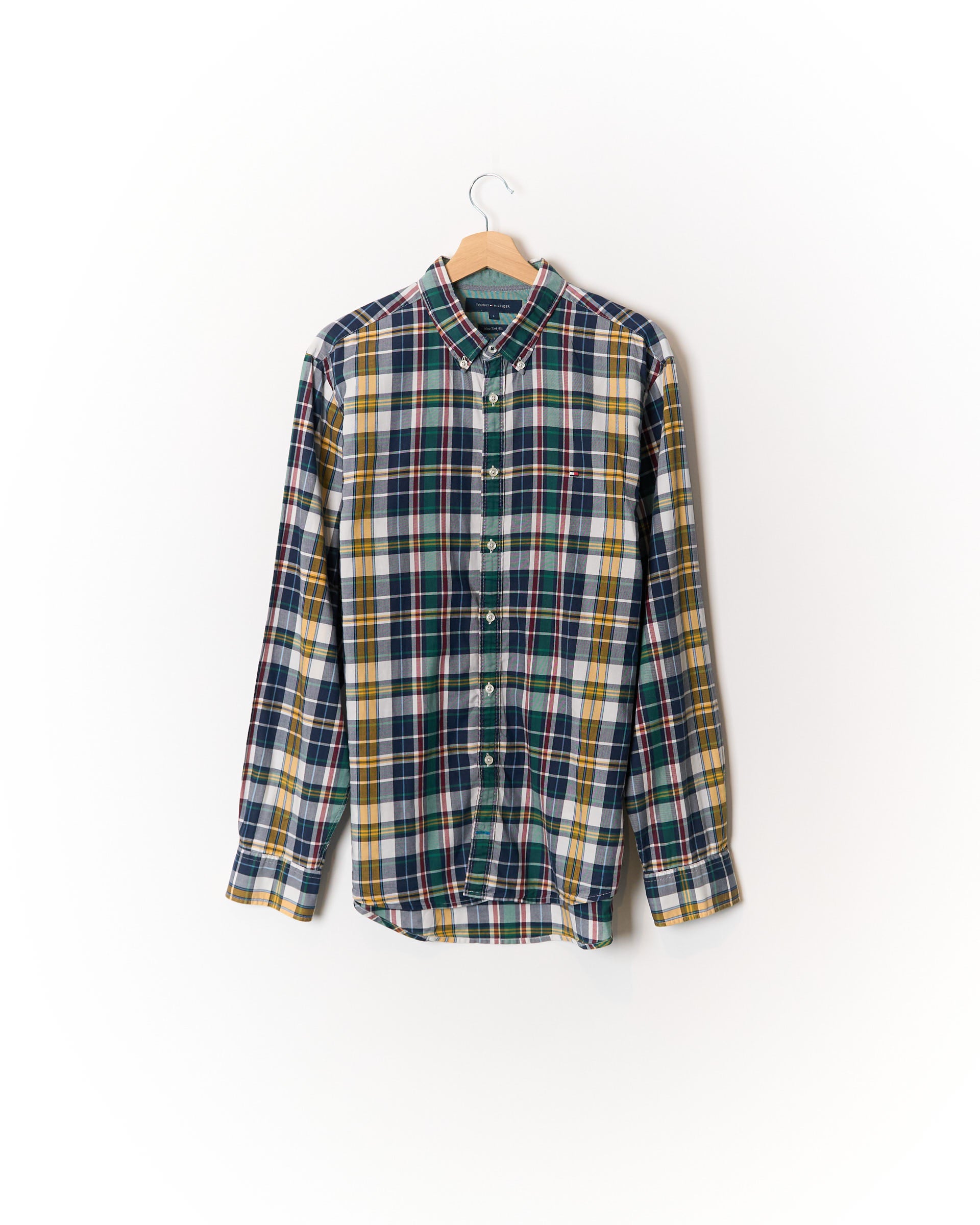Tommy Hilfiger Green, Navy, Red and Yellow New York Fit Button Down Cotton Shirt