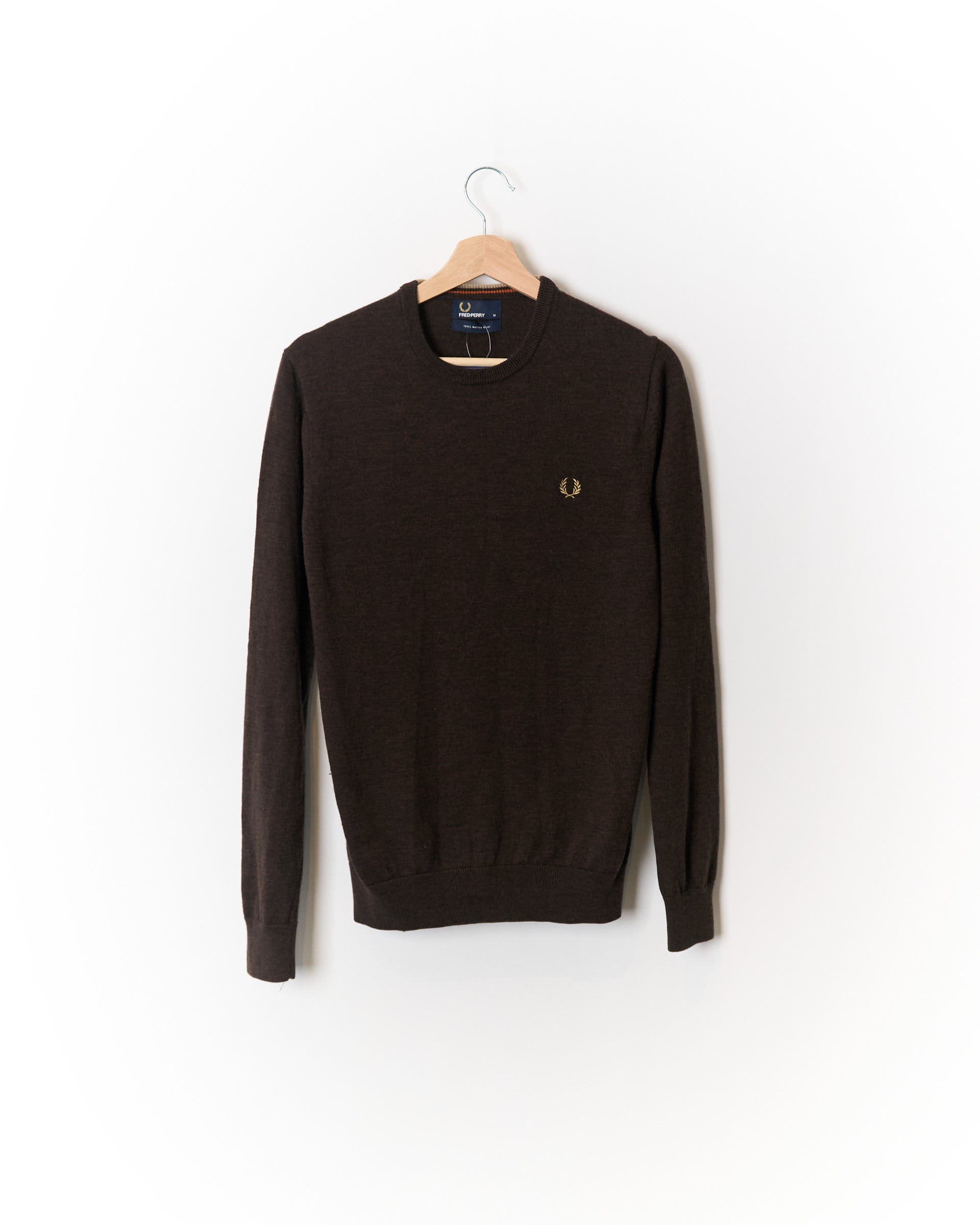 Fred Perry Brown Merino Wool Crew Neck Knit