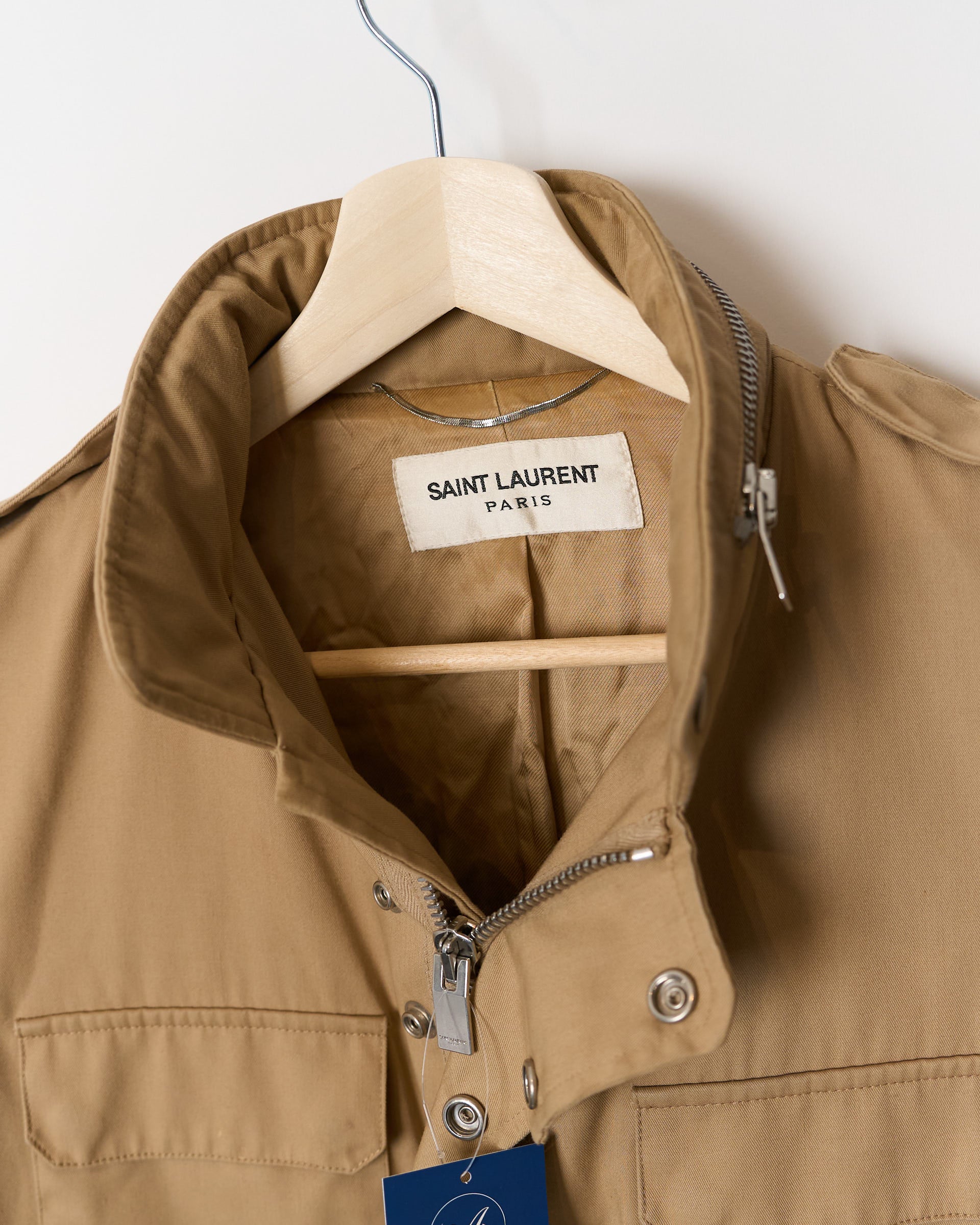 Saint Laurent Paris Camel Sand Safari Field Zip Jacket