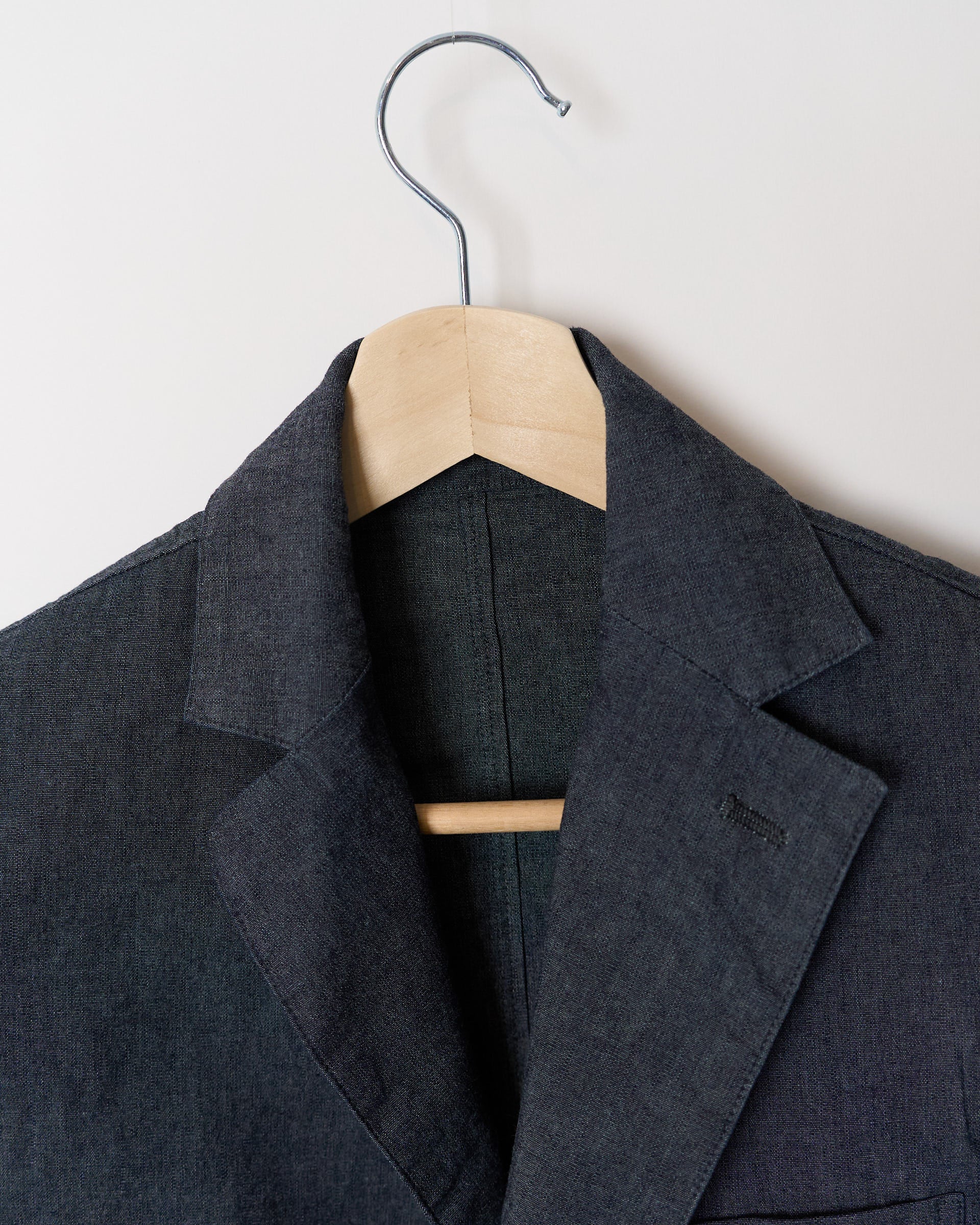 FUJITO Indigo Blue Unconstructed Cotton Blazer