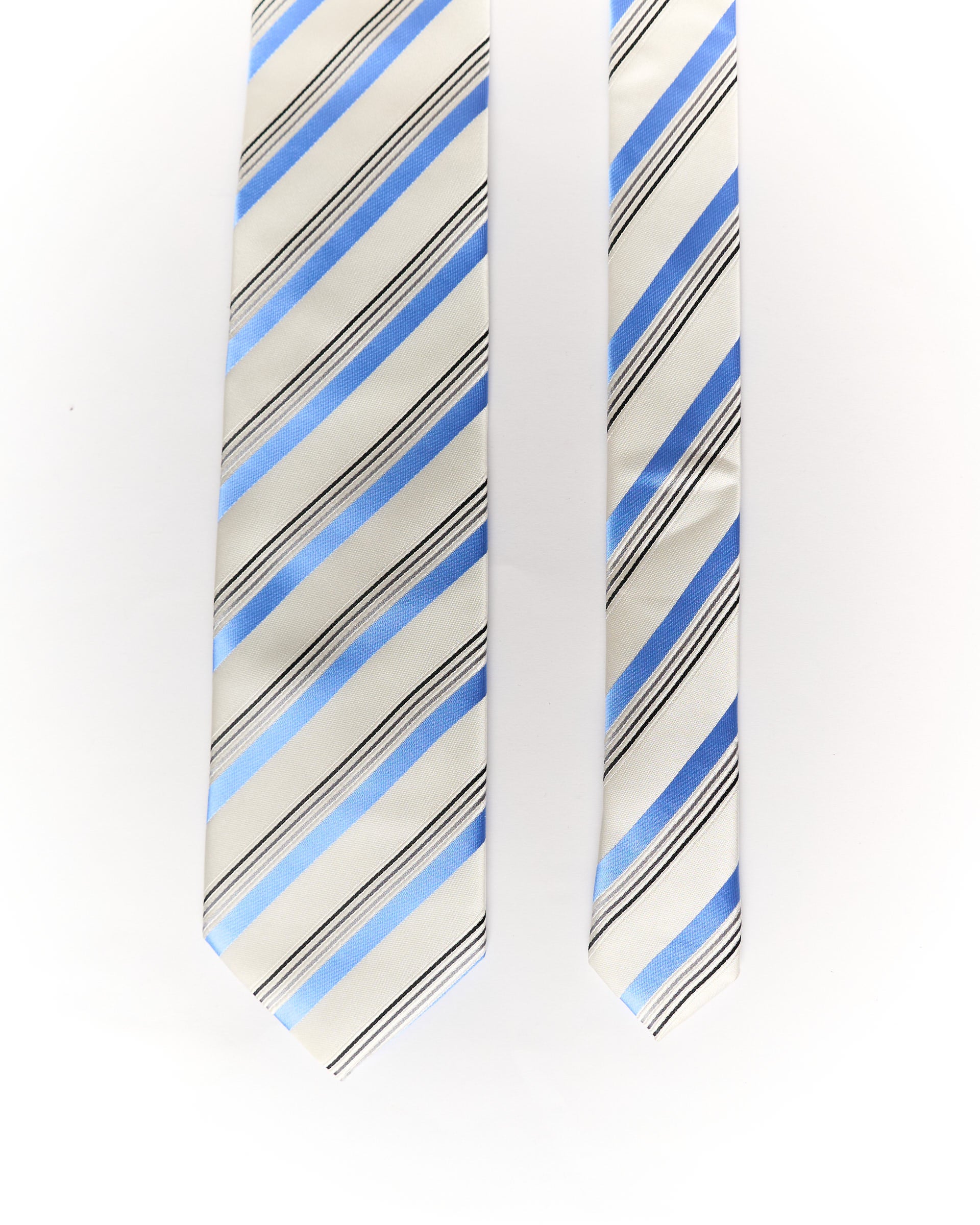 René Chagal White and Blue Striped Tie