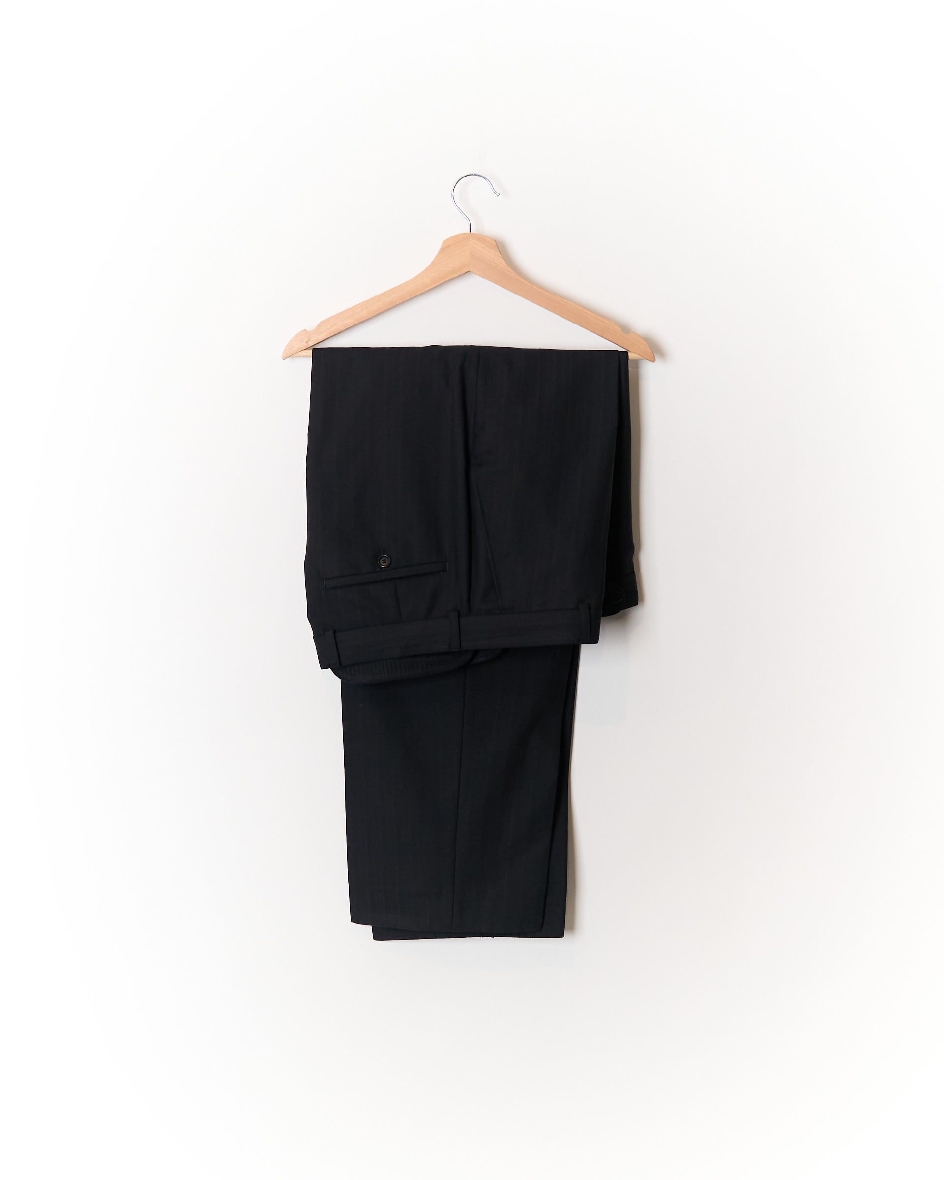 Webmore Black Striped Straight Leg Wool Suit