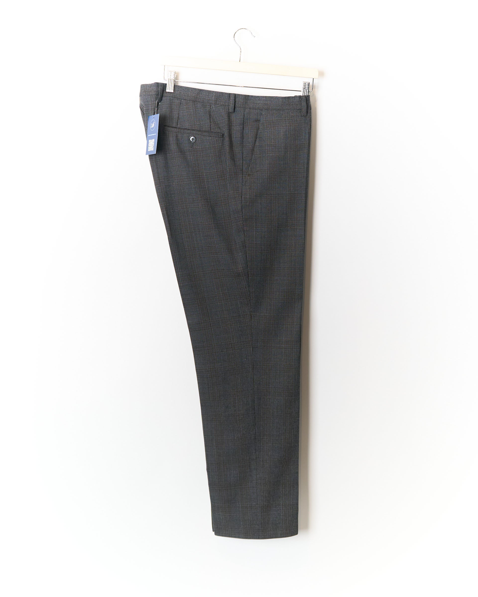 Hugo Boss Dark Grey and Brown Checkered Virgin Wool Dress Pants