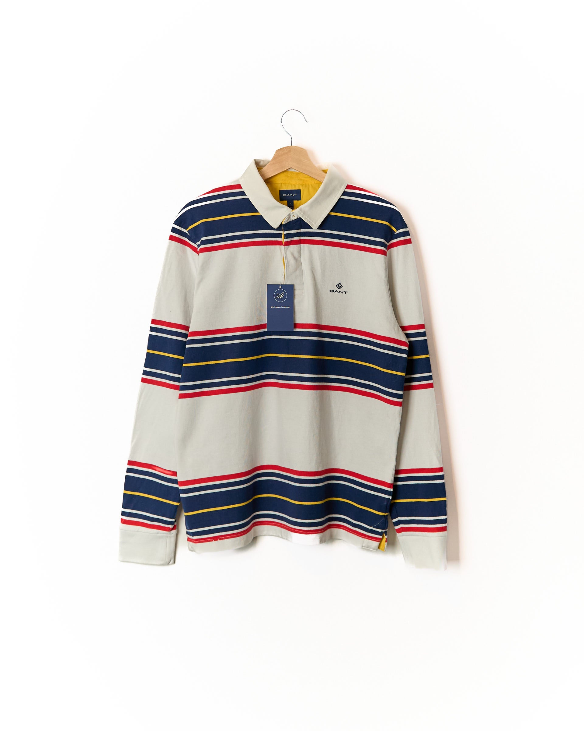 Gant White, Navy, Yellow and Red Striped Cotton Rugger