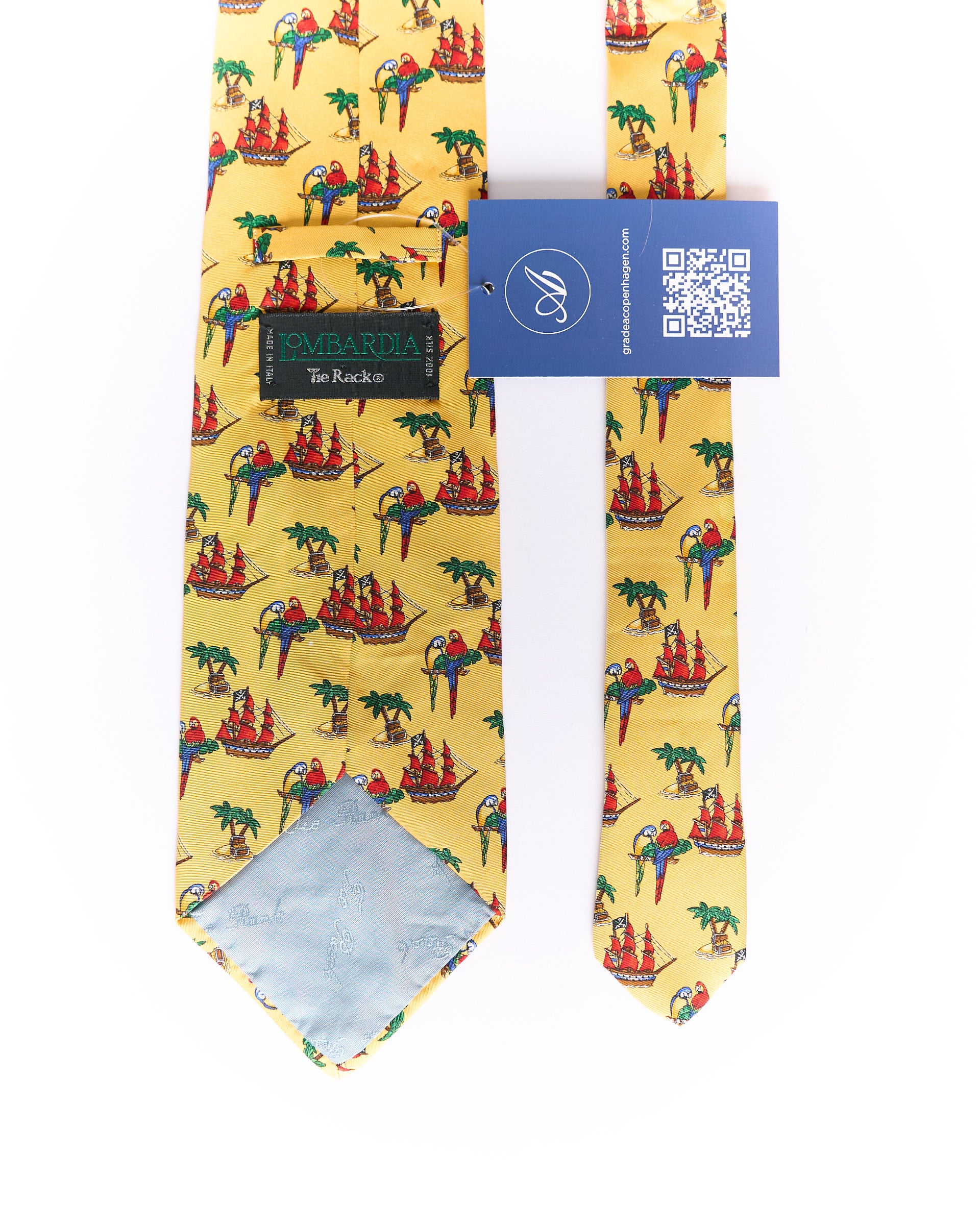 Lombardia Yellow Parrot Print Silk Tie