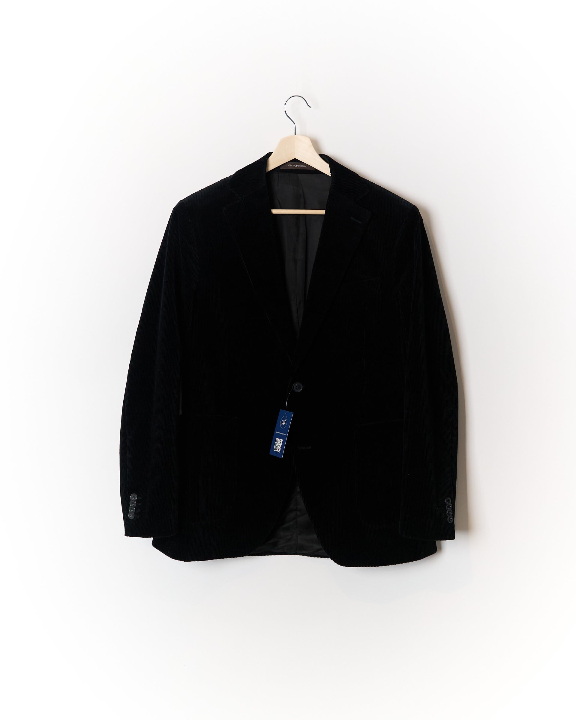 Oscar Jacobson Black Corduroy Fogerty Patch Cotton Blazer