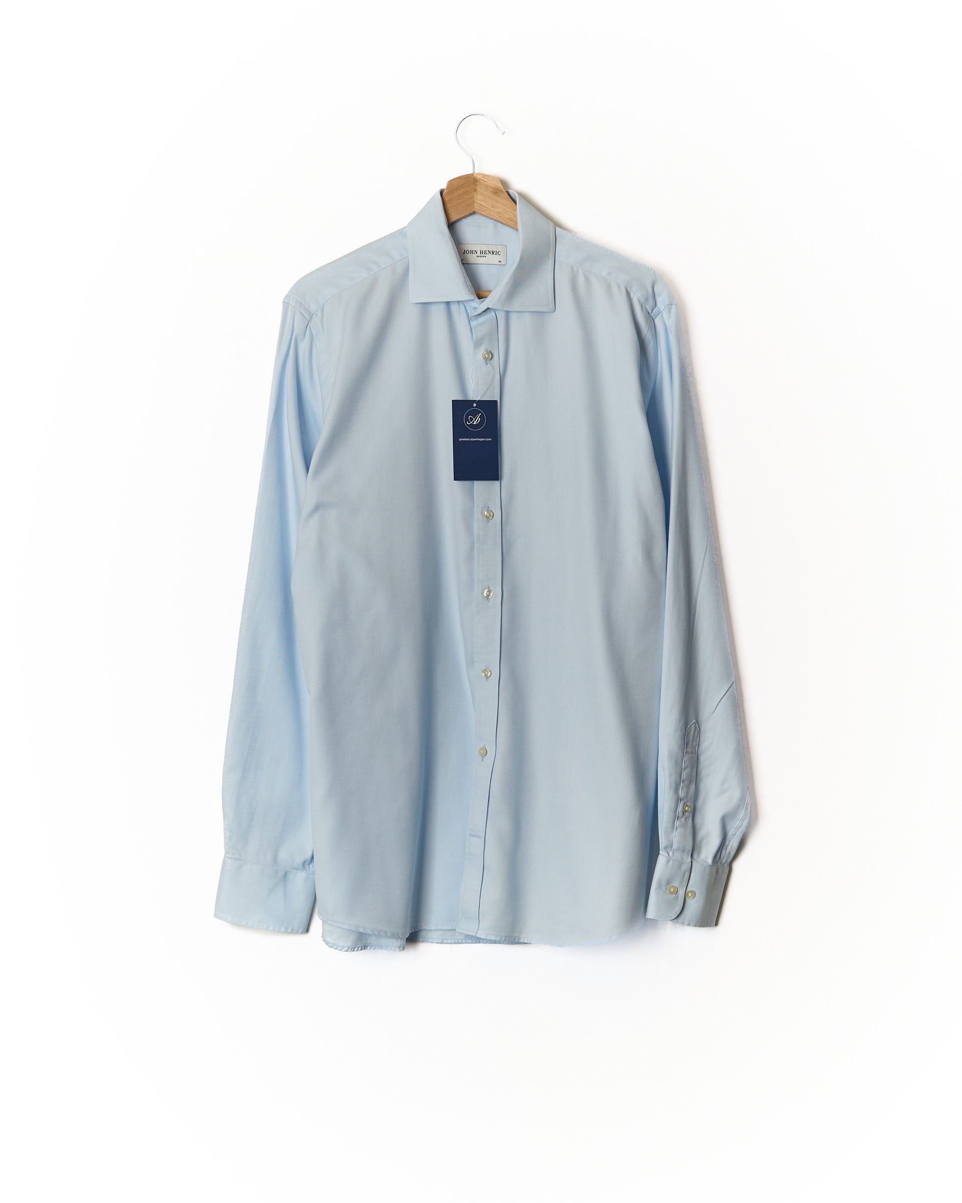 John Henric Light Blue Easy Iron Cotton Shirt