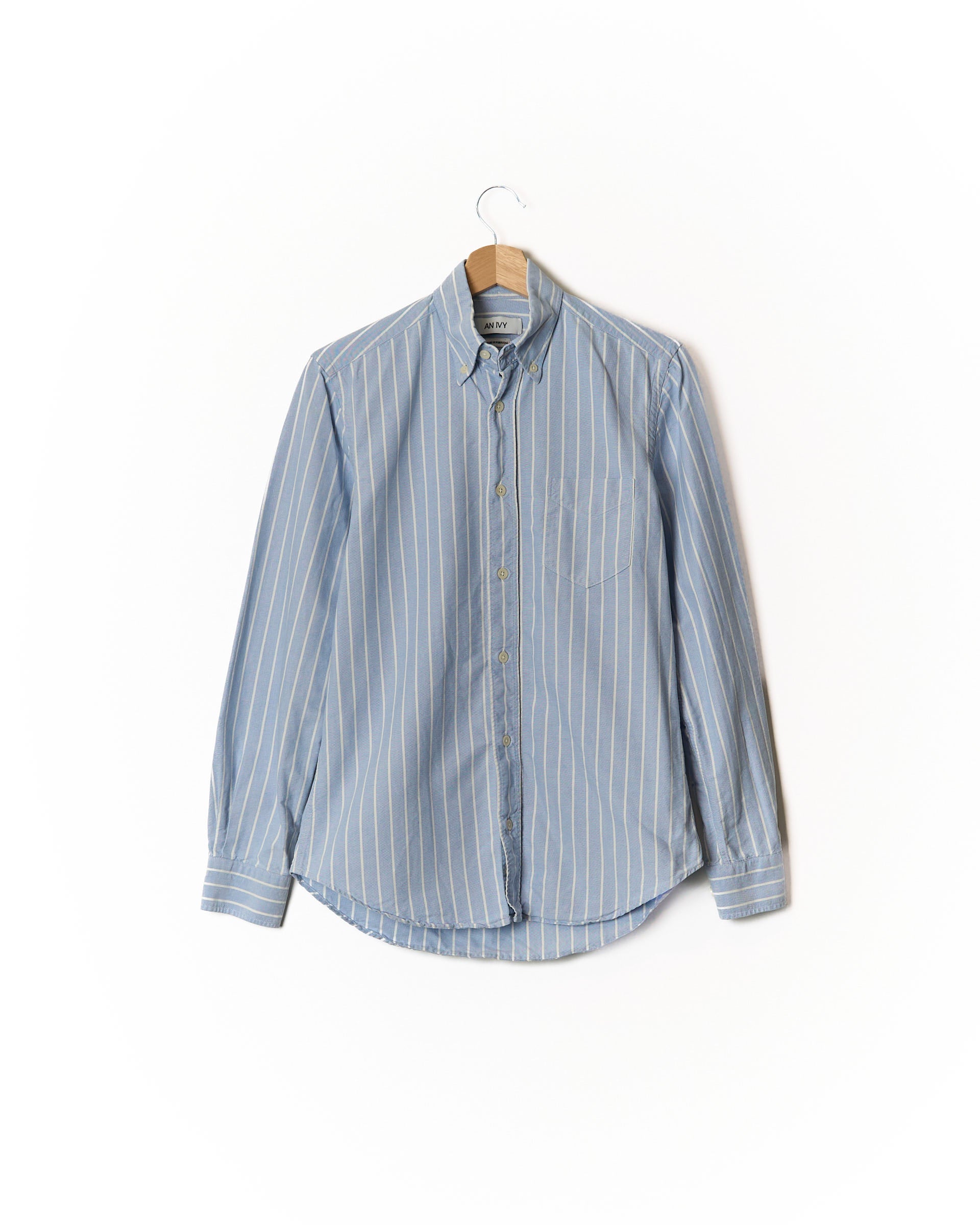 An Ivy Light Blue and White Striped Button Down Cotton Shirt