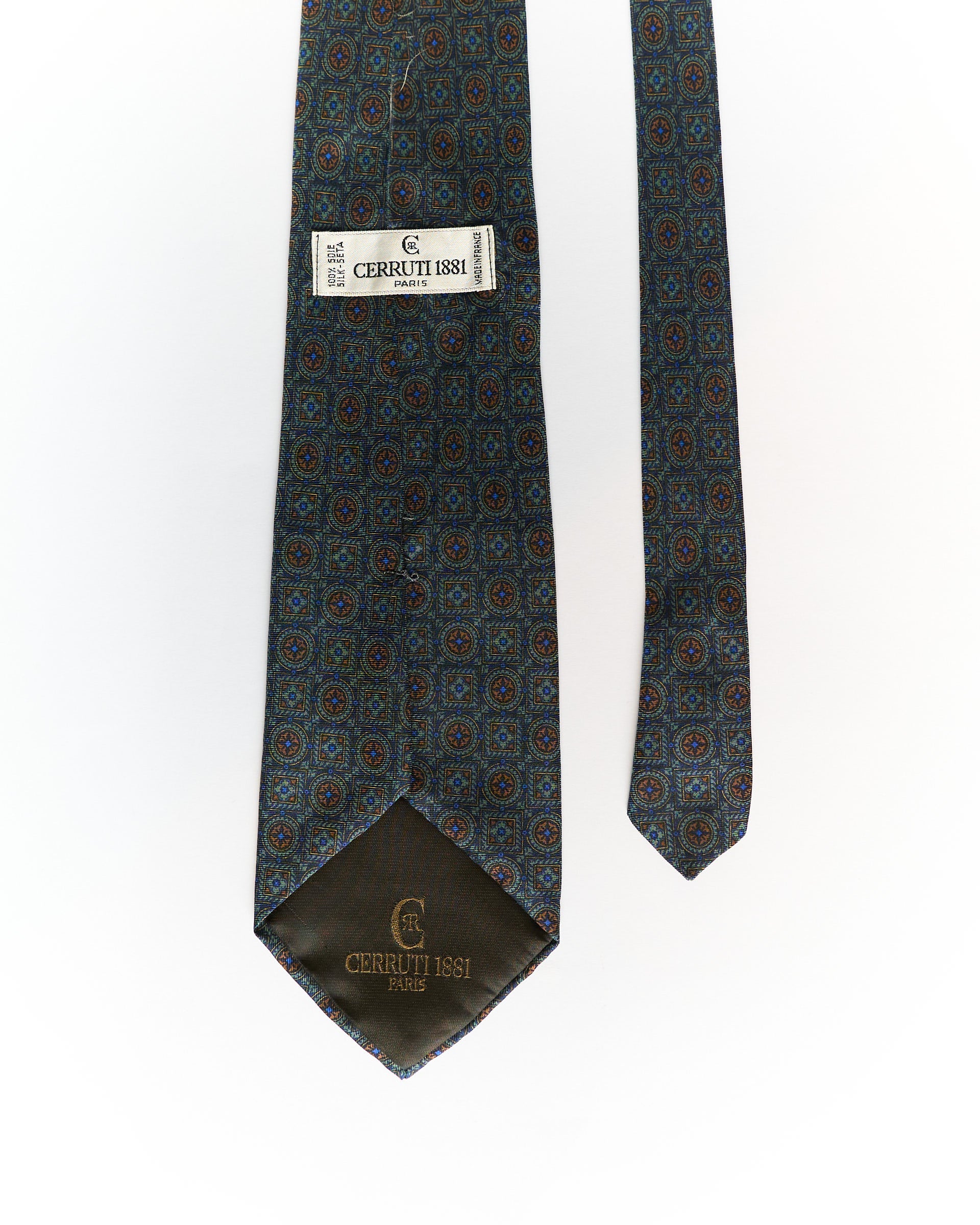 Cerrruti 1881 Green and Navy Silk Tie