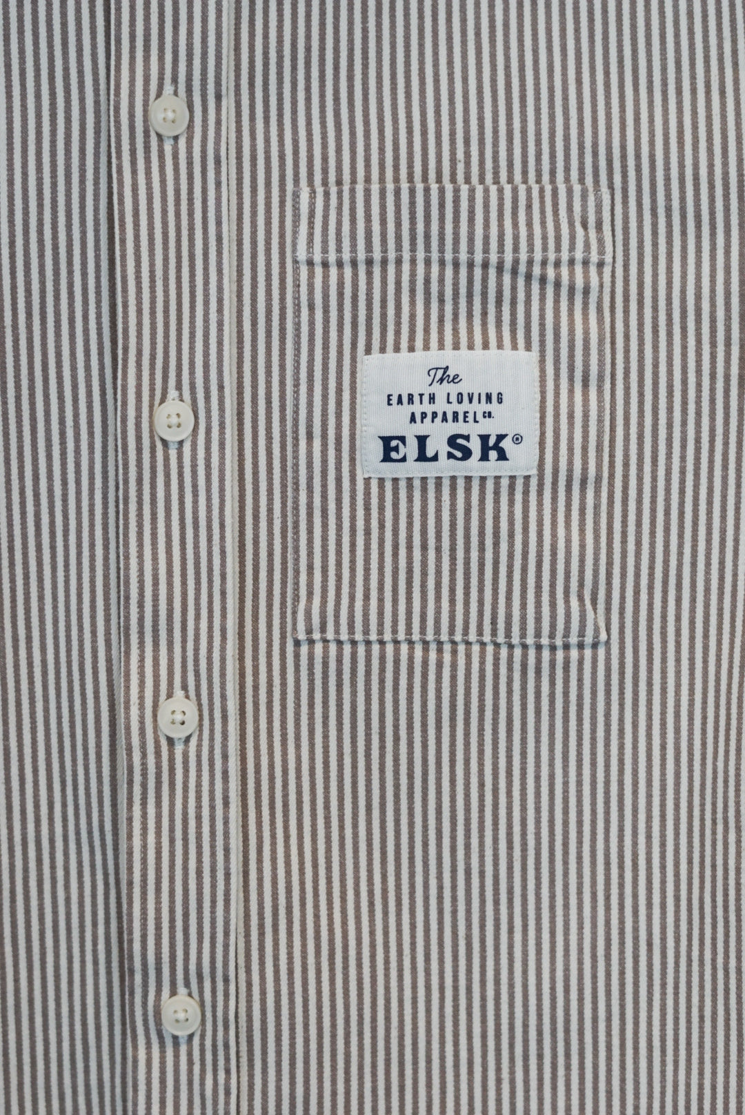 ELSK Lightbrown and White Striped Cotton Overshirt