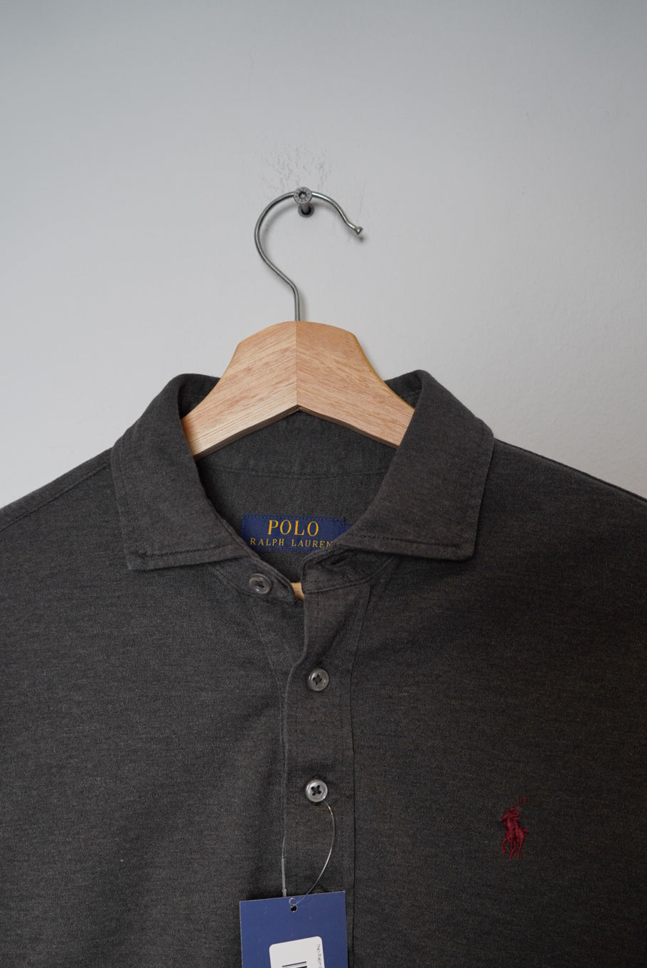 Polo Ralph Lauren Grey Long Sleeved Cotton Polo Shirt
