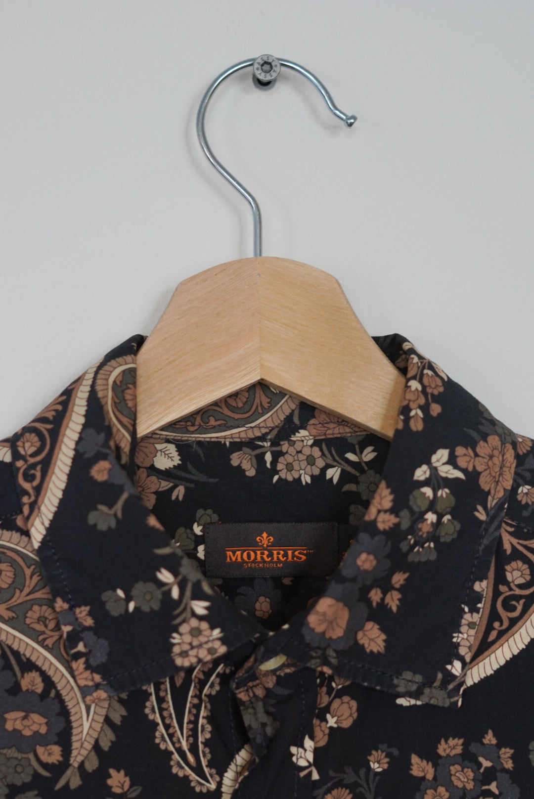 Morris Stockholm Navy Flower and Paisley Cotton Shirt