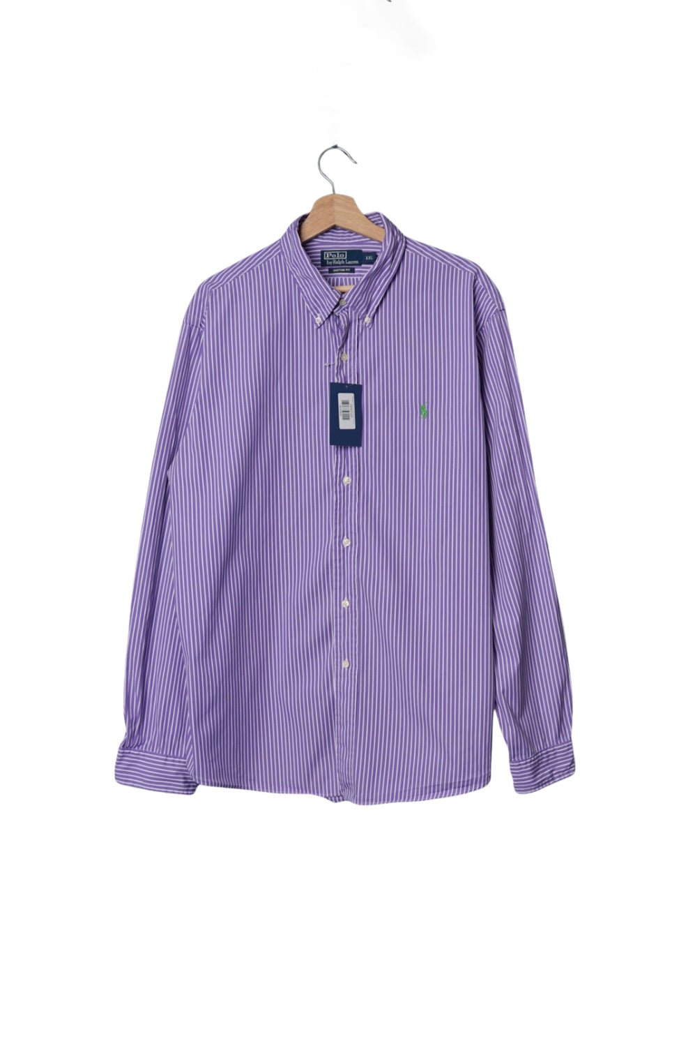 Polo Ralph Lauren Purple and White Striped Custom Fit Button Down Cotton Shirt