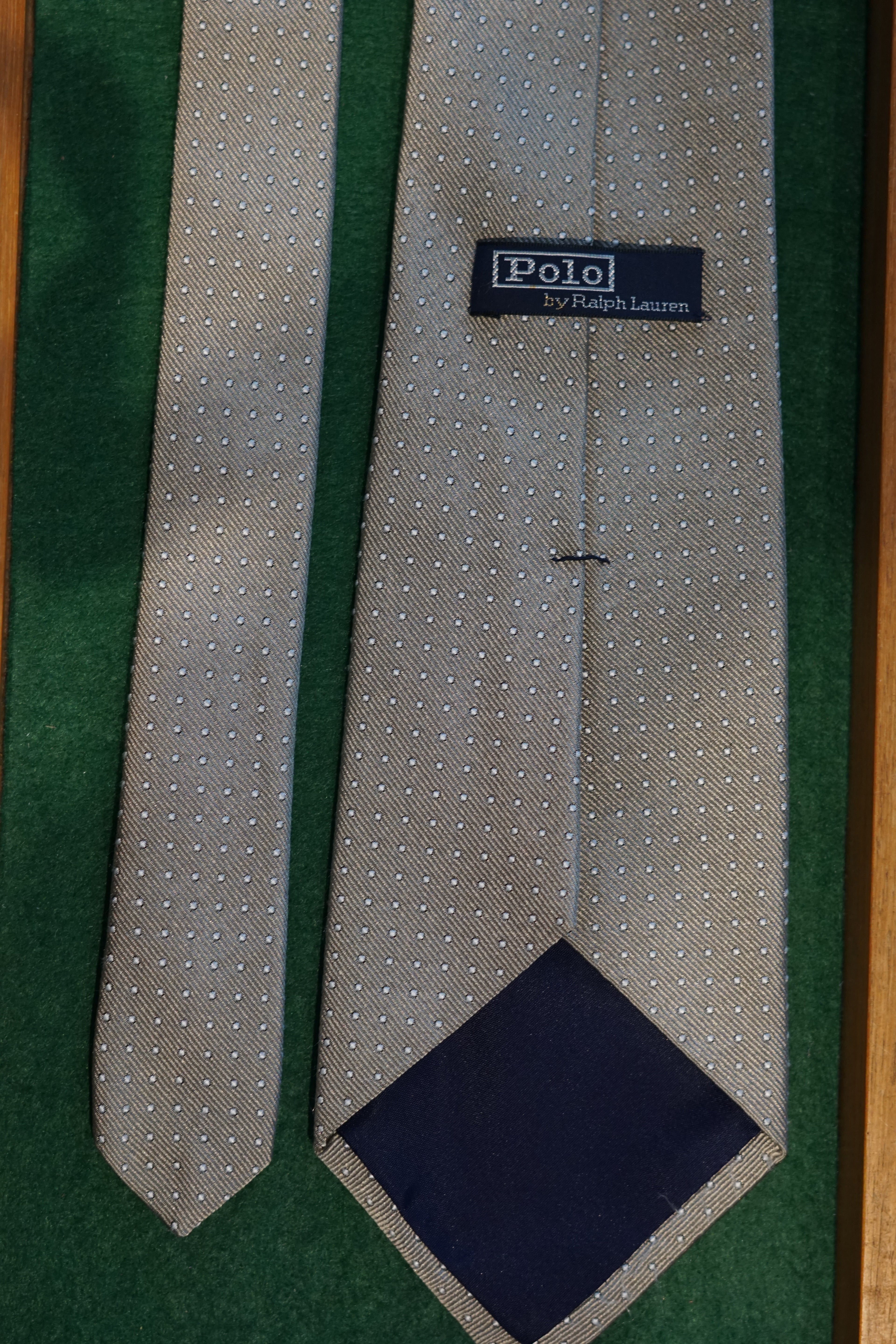 Ralph Lauren Polo Gray Dotted Silk Tie