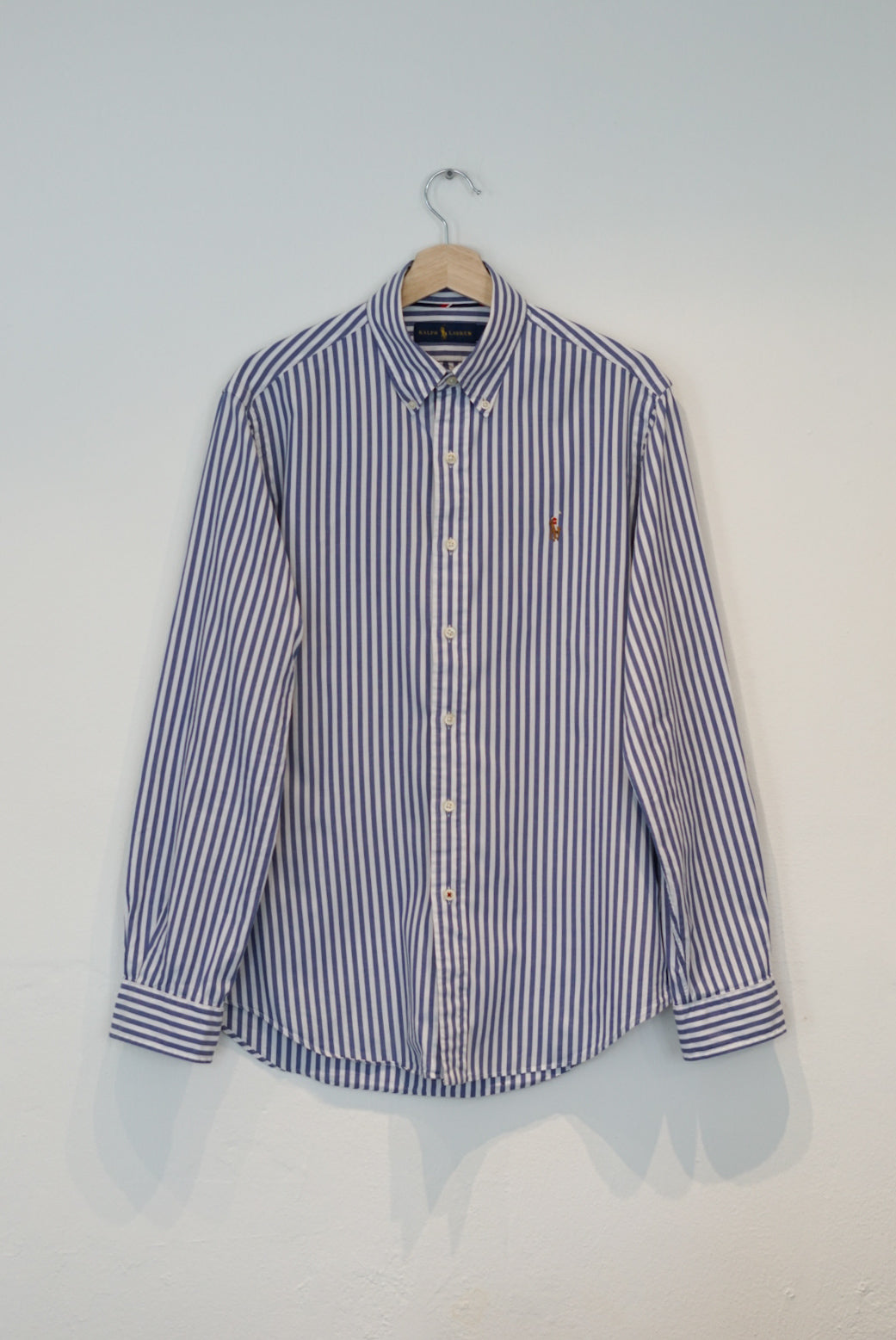 Ralph Lauren Navy and White Striped Cotton Shirt