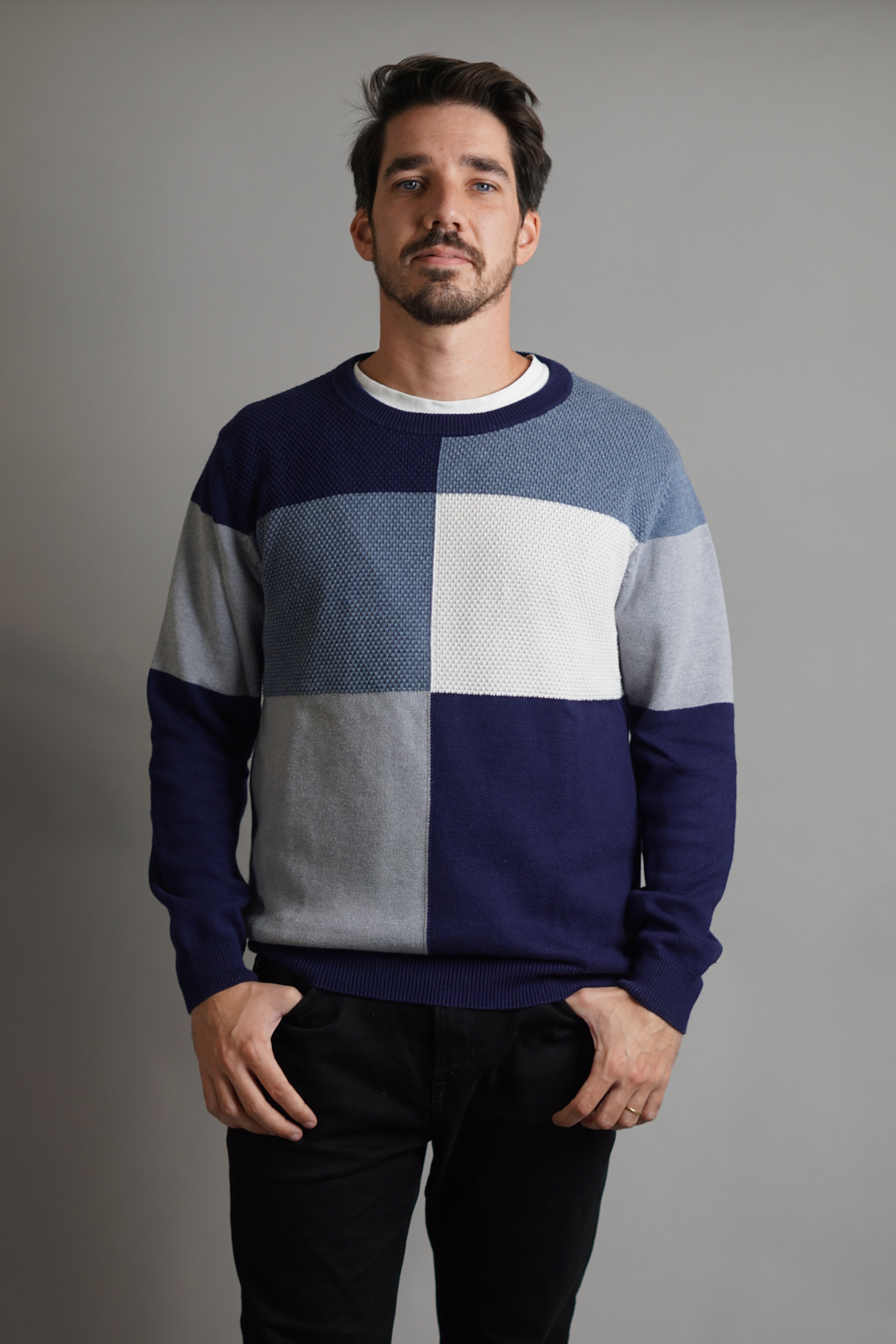 Gant Blue & Grey Knit O-Neck