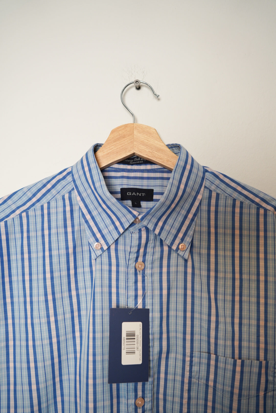 Gant Blue and White Chekered Liberty Bell Poplin Regular Fit Cotton Shirt
