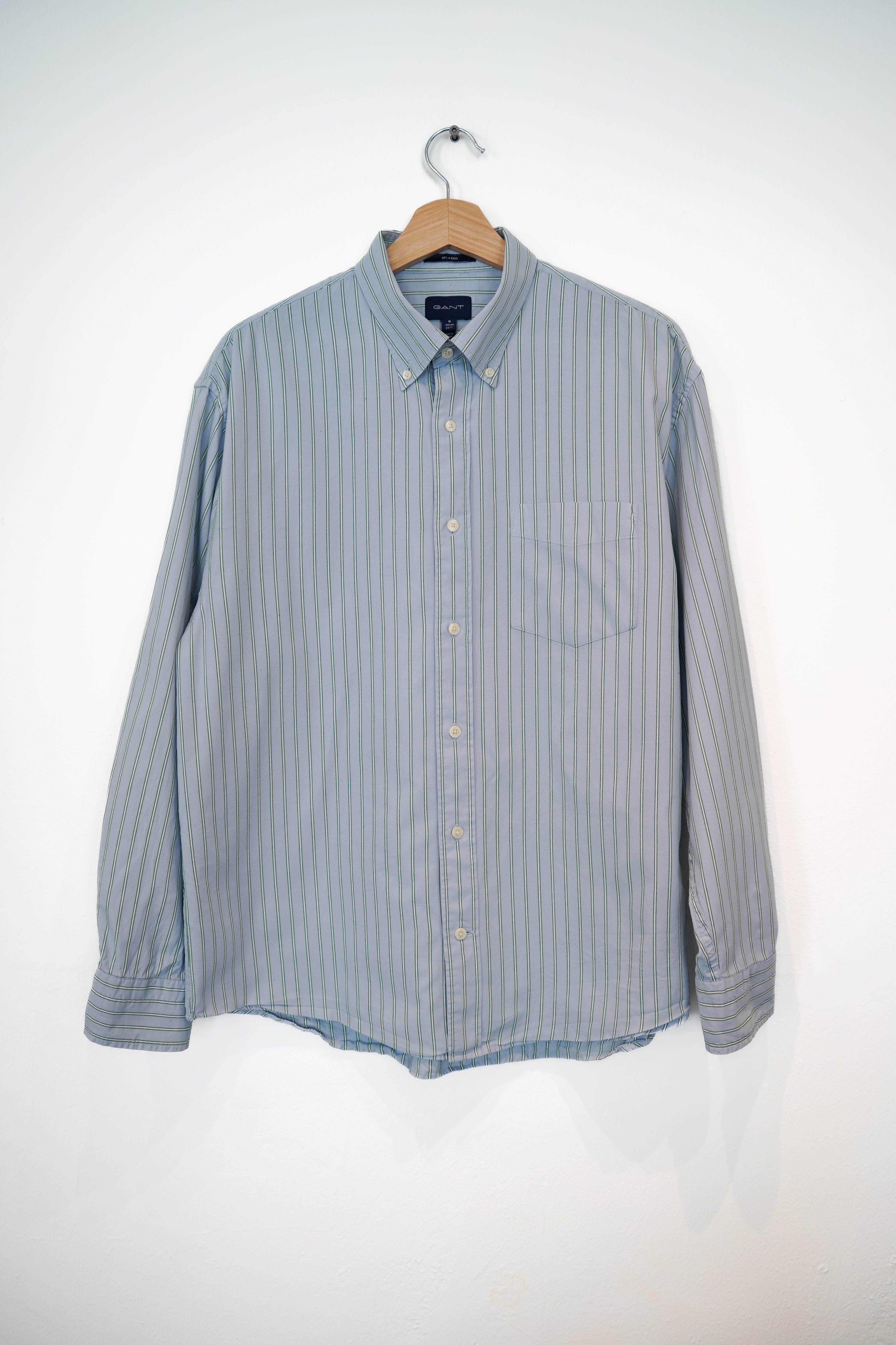 Gant Lightblue and Green Striped Relaxed Cotton Shirt