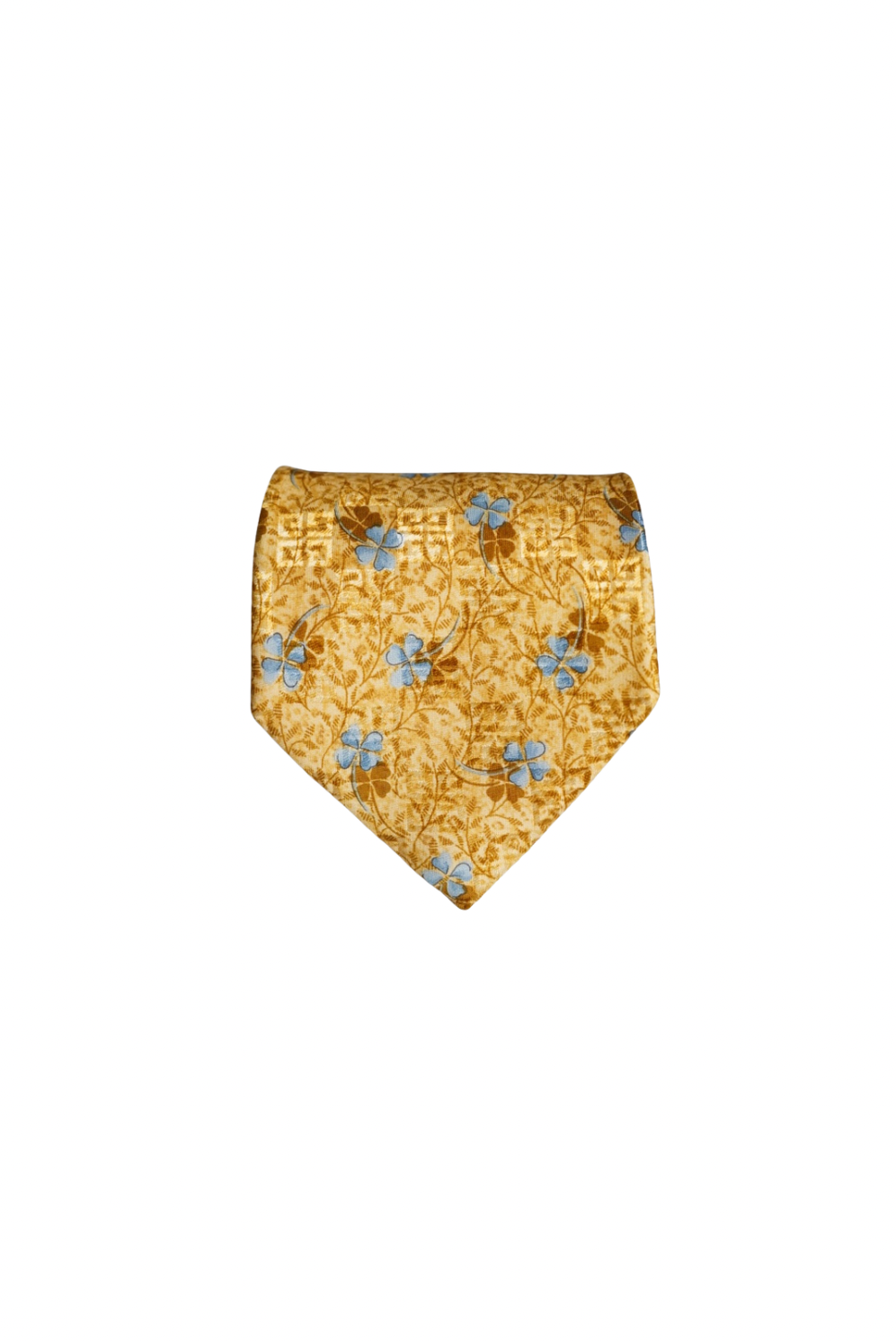 Givenchy Yellow, Light Blue and Brown Flower Print Silk Tie