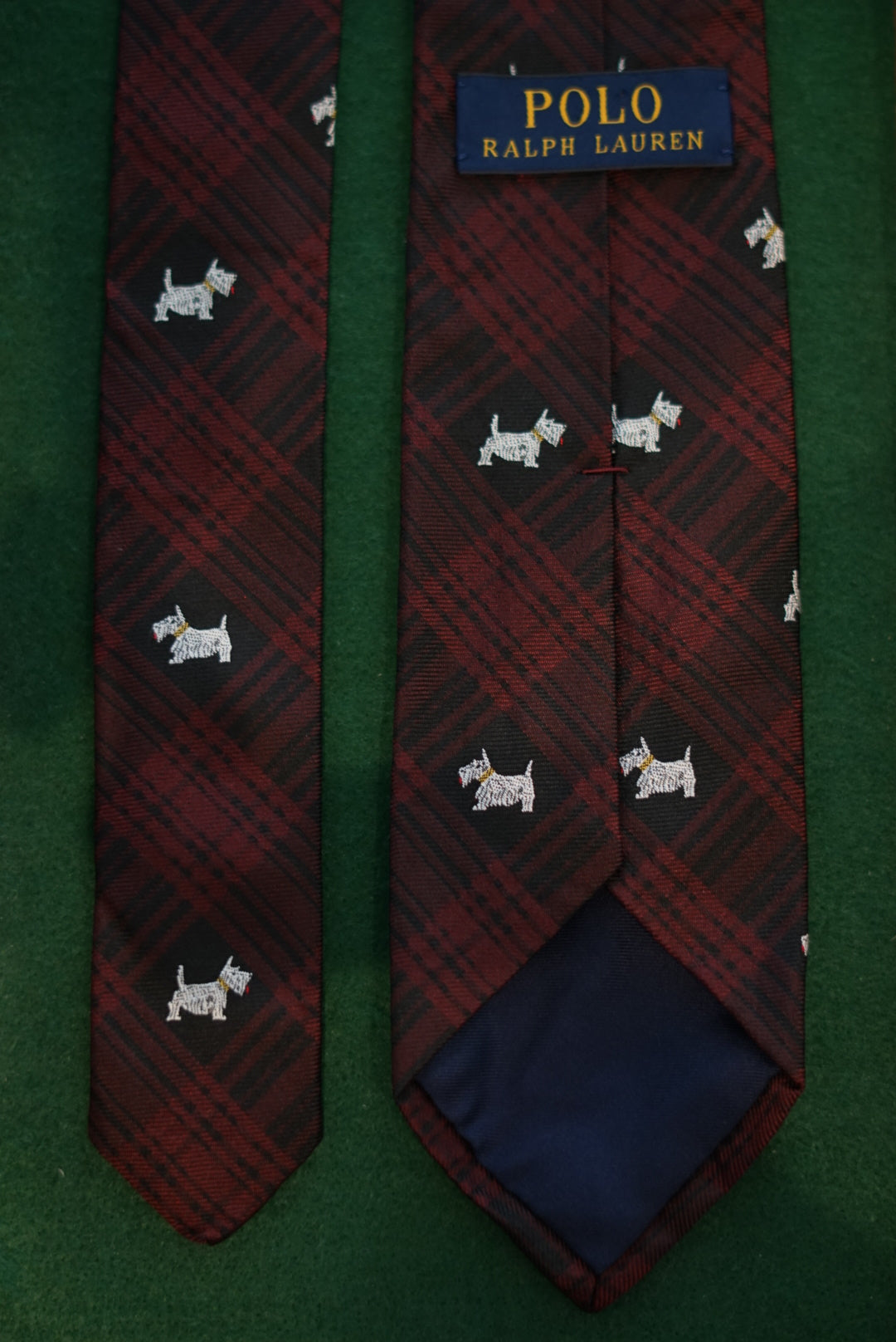 Polo Ralph Lauren Red and Black Dog Print Slik Tie