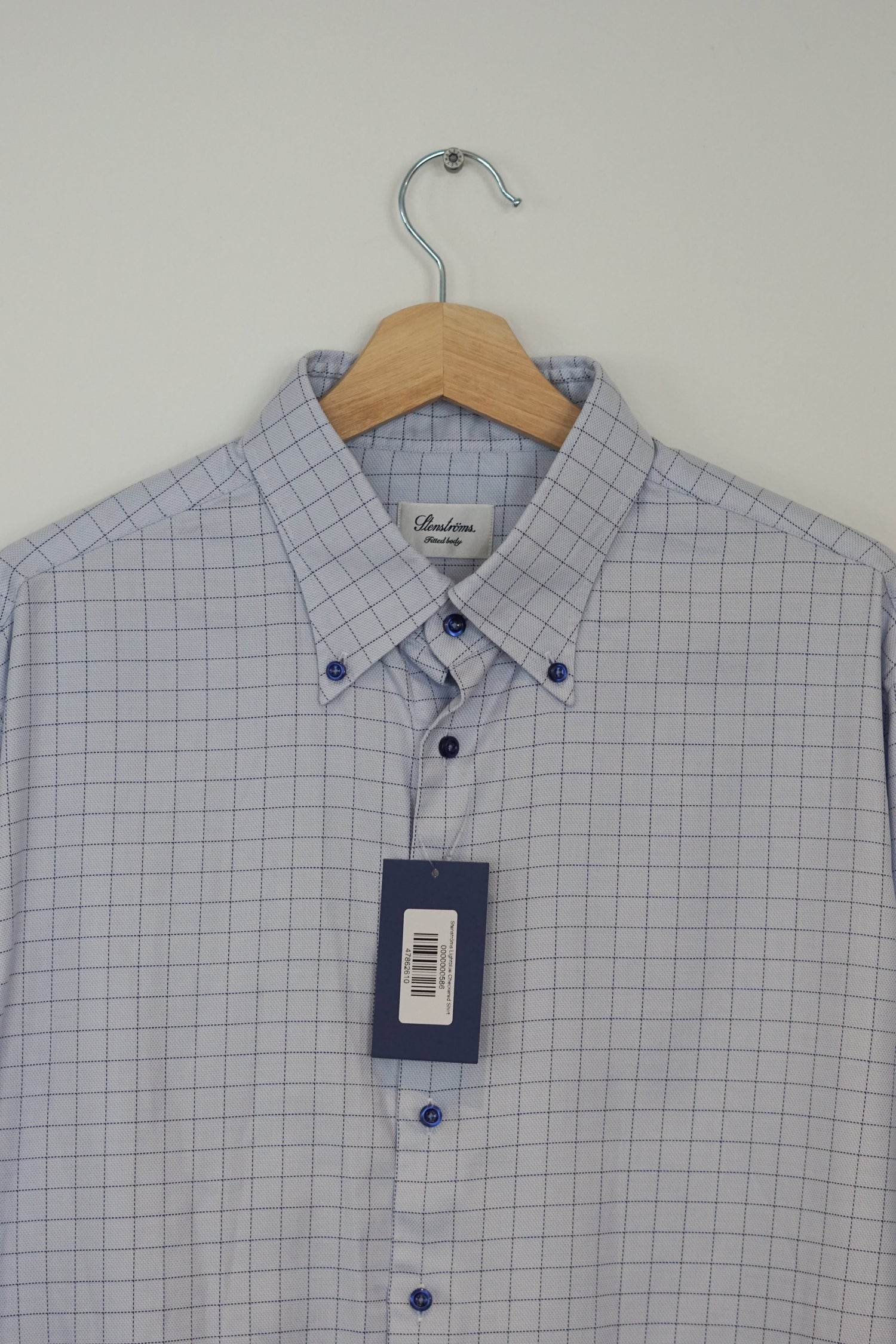 Stenströms Lightblue Fitted Body Checkered Shirt