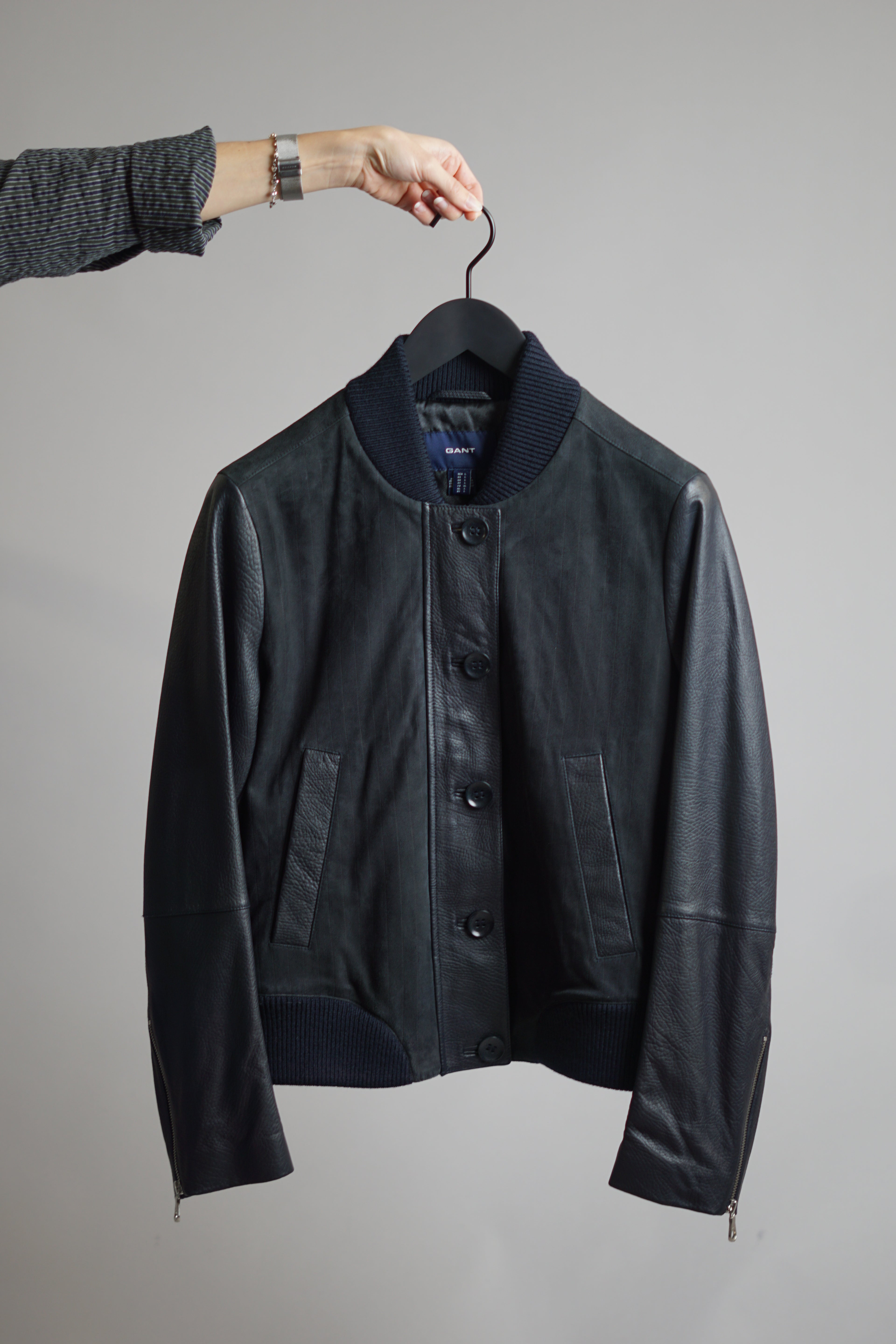 Schwarze Lederjacke von Gant