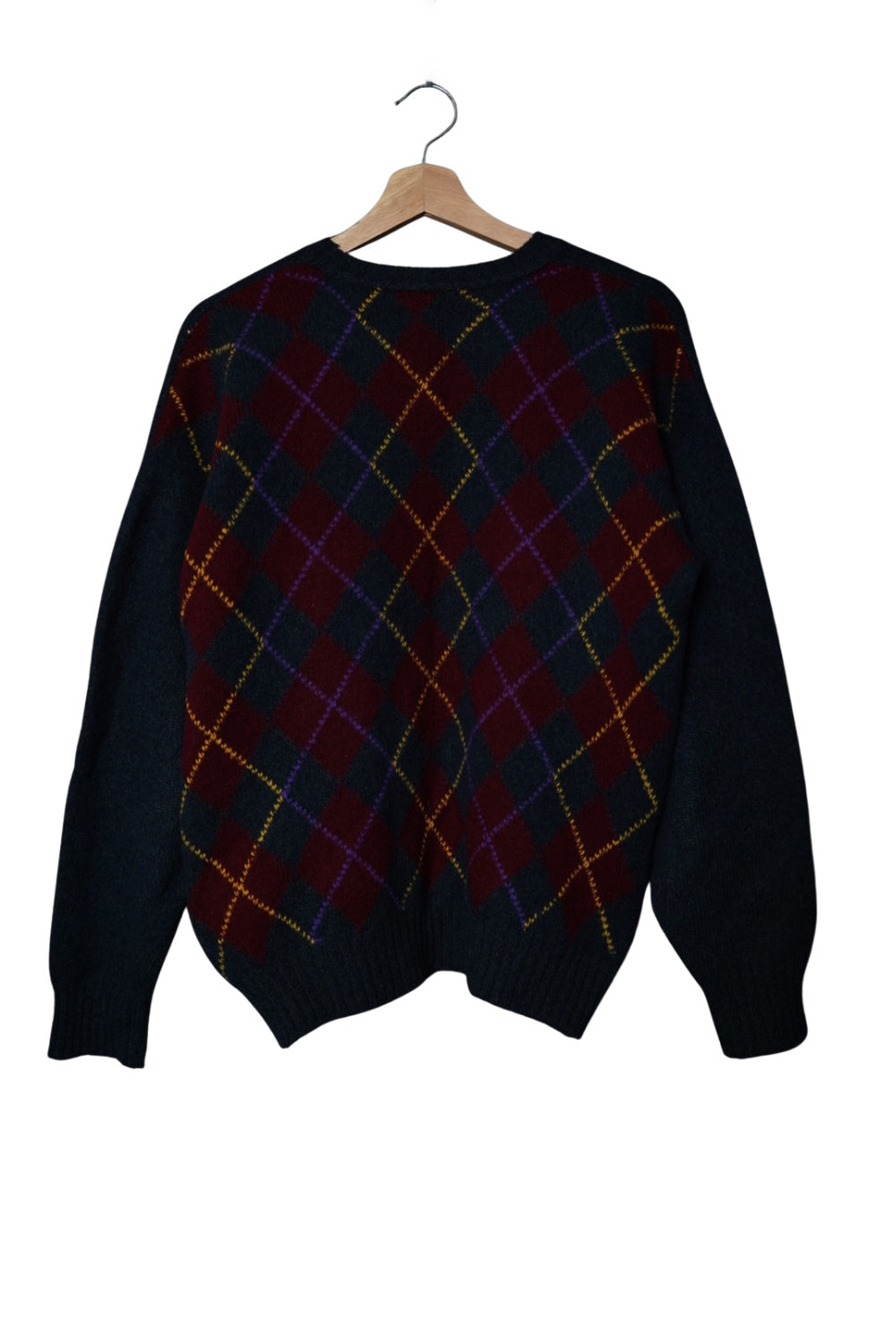 Emporio Armani Dark Green Harlequin Shetland Wool O-Neck Knit