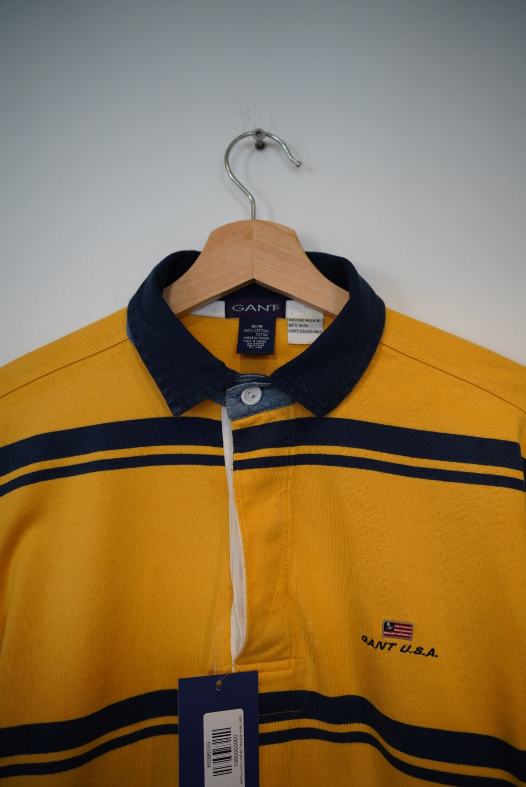 Gant Yellow and Navy Striped Cotton Rugger