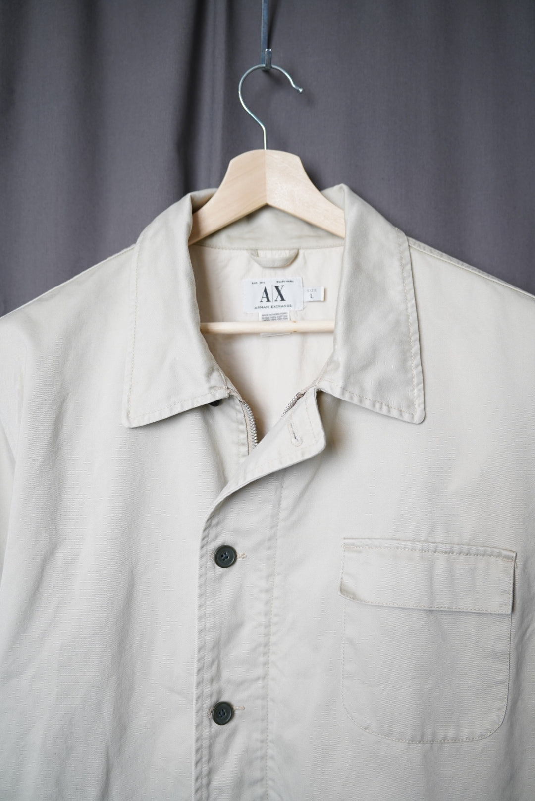 Armani Exchange Beige Zip Cotton Bomber Jacket