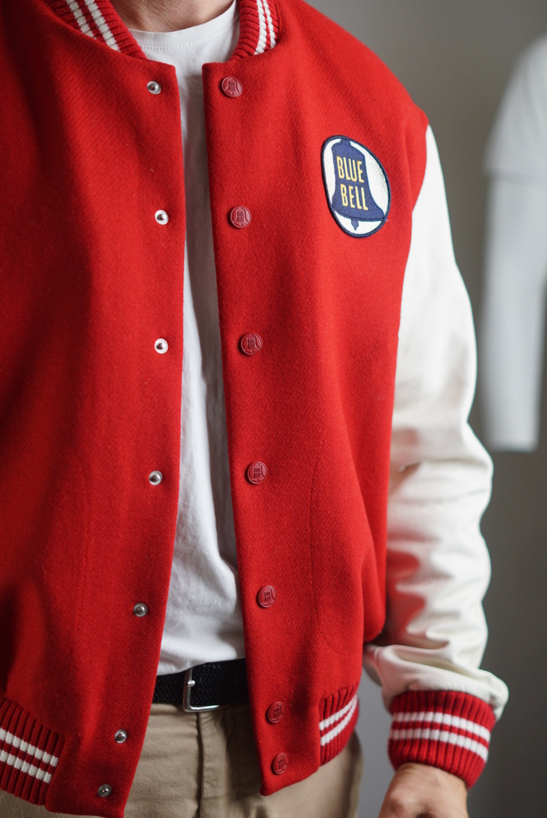 Gant X Wrangler Varsity Jacket Dark Red & White