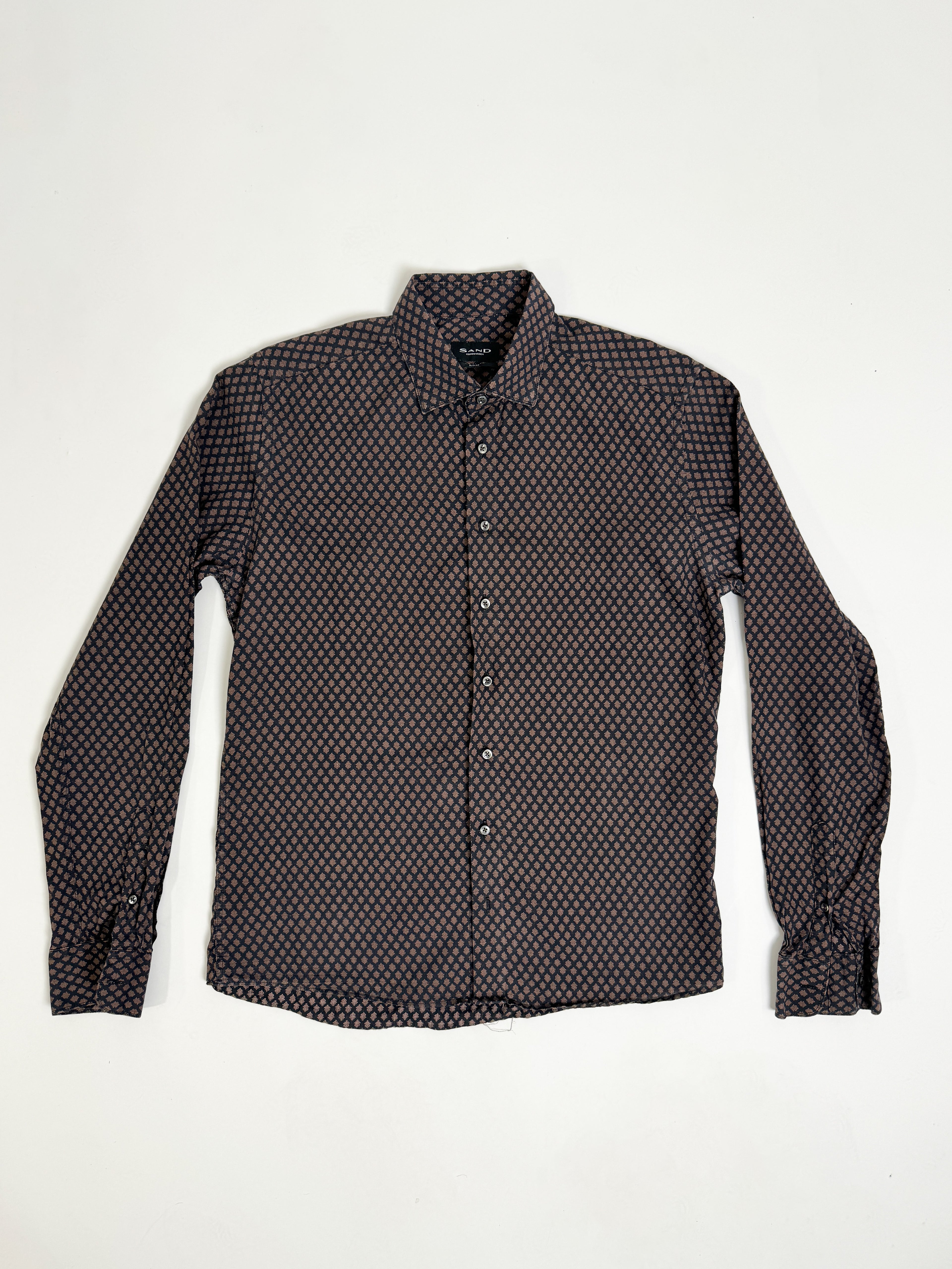 Sand Copenhagen Brown and Black Slim Fit Cotton Shirt