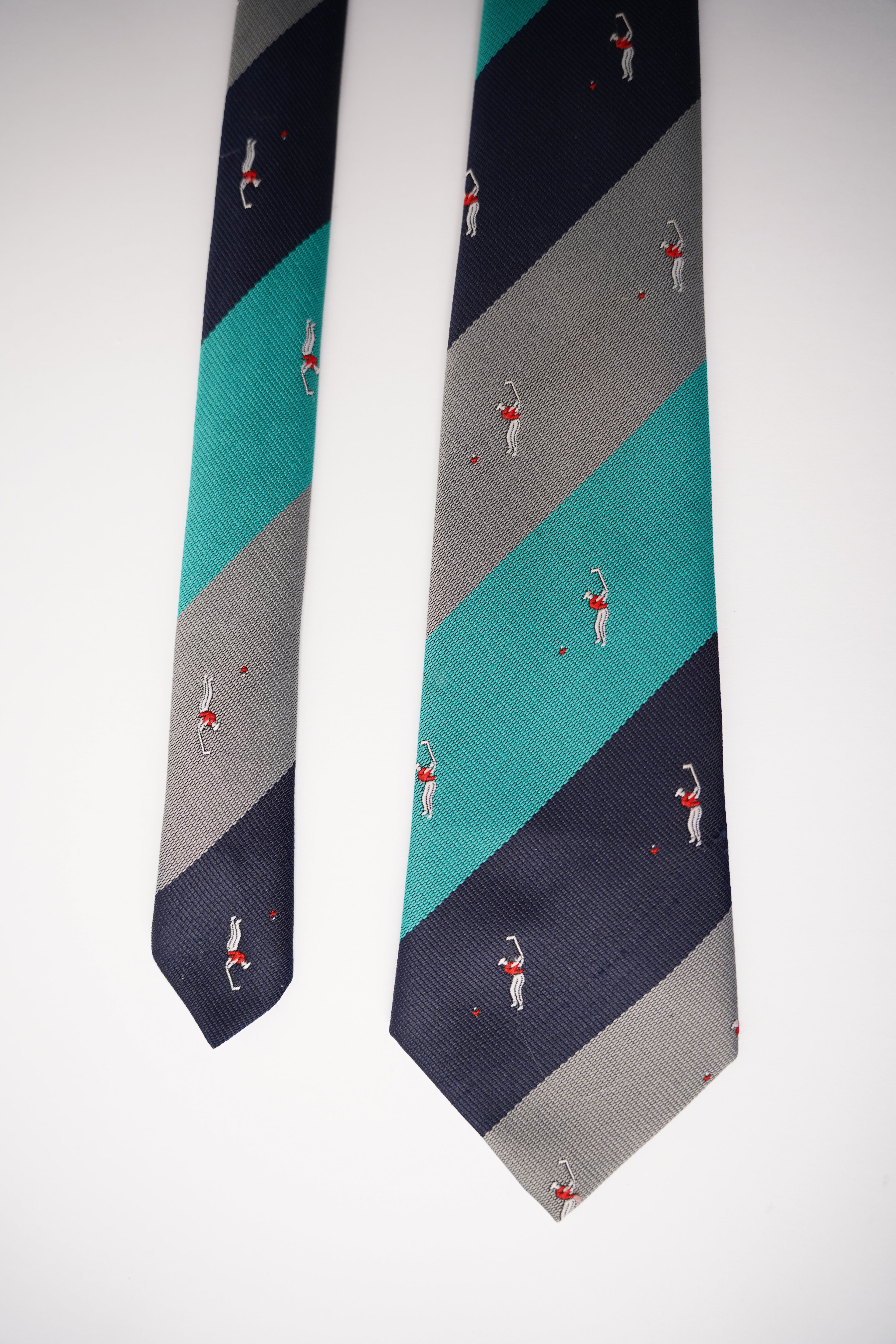 Vintage Golfkrawatte in Grün, Marineblau und Grau