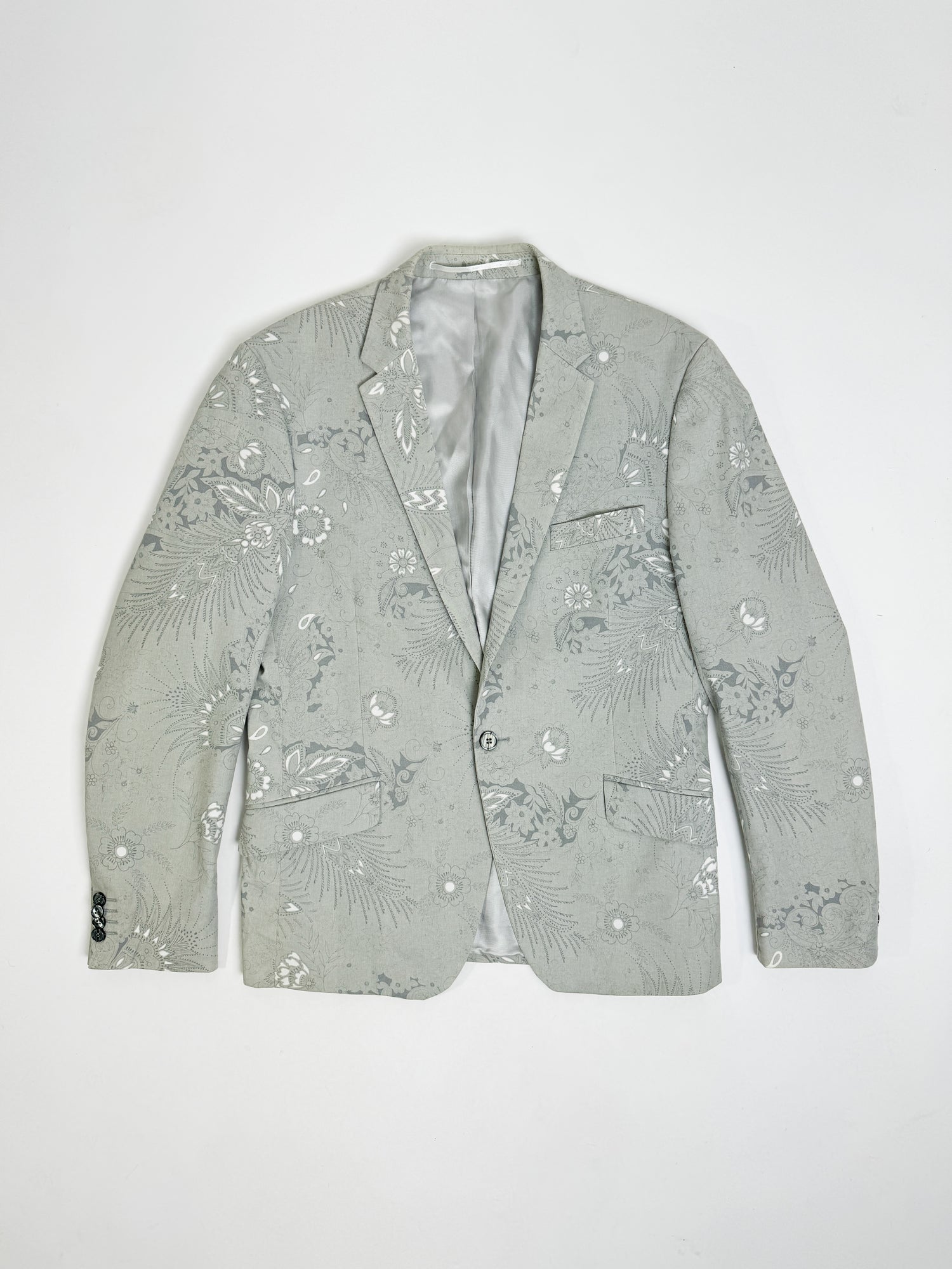 Bertoni Lightgrey Flower Pattern Blazer