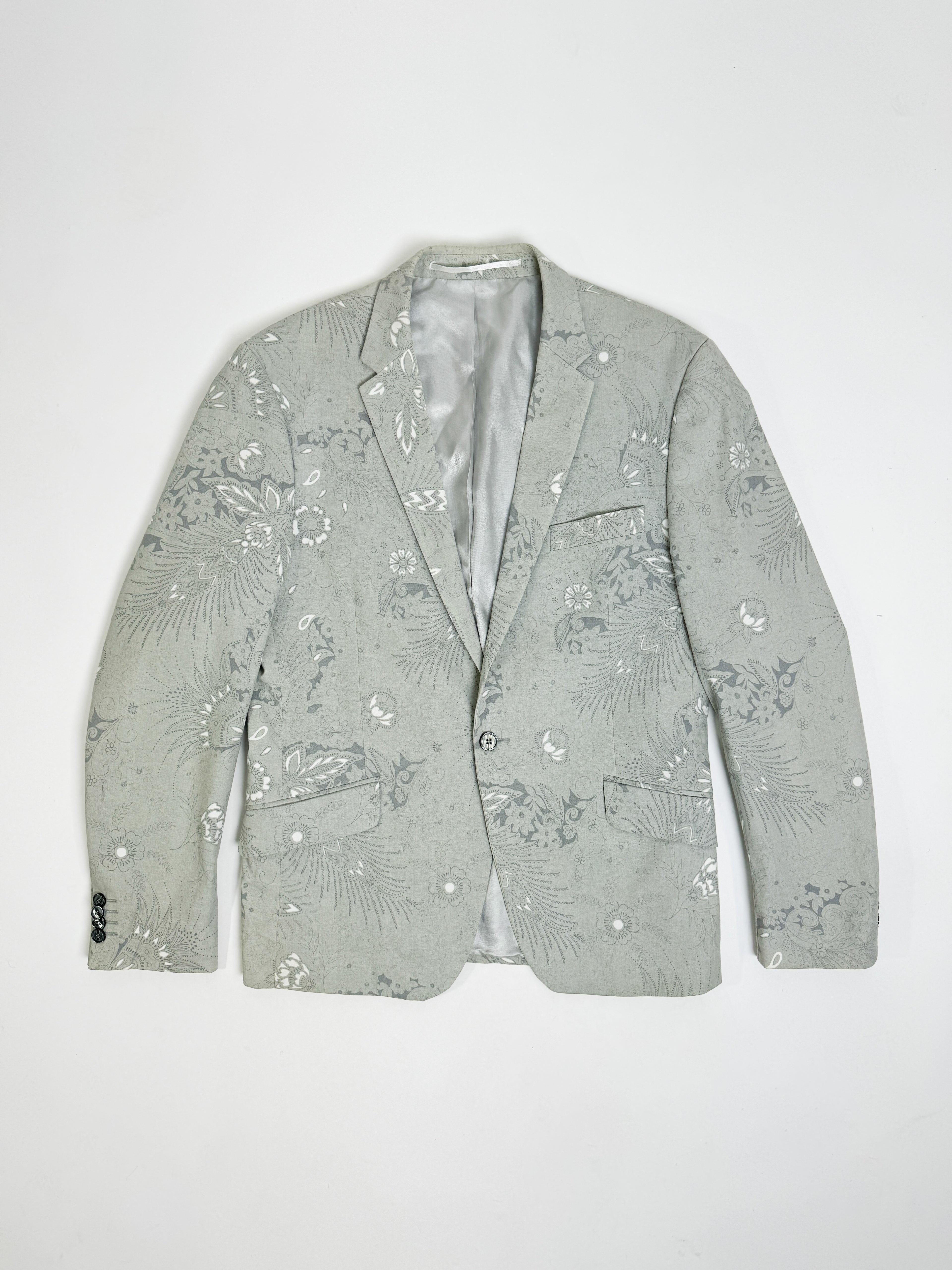 Bertoni Lightgrey Flower Pattern Blazer