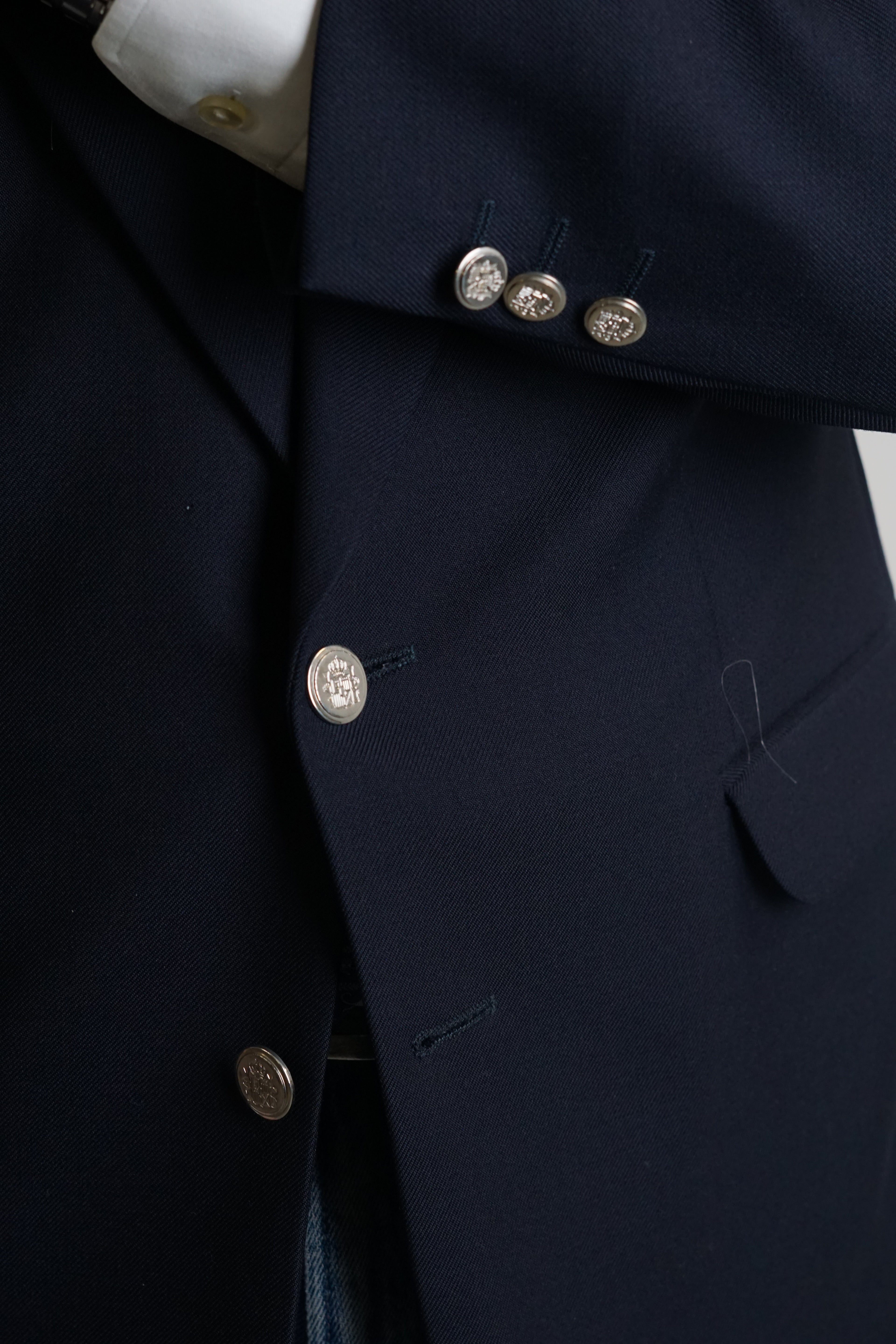 Navy Vintage Silver Button Blazer