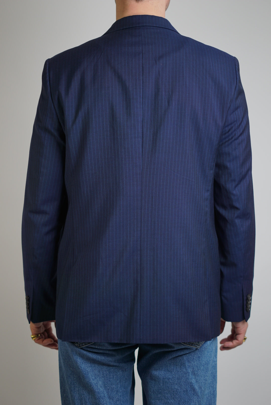 Sand Copenhagen Tollegno 1900 Marineblau gestreifter Blazer