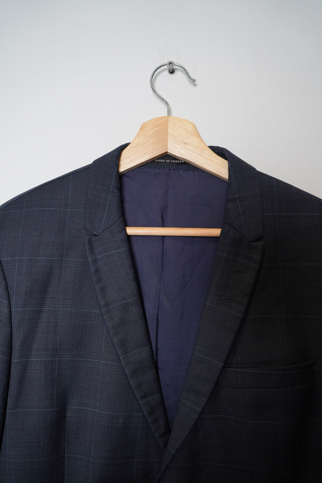 Tiger of Sweden Navy Checkered Evert Wool Business Blazer