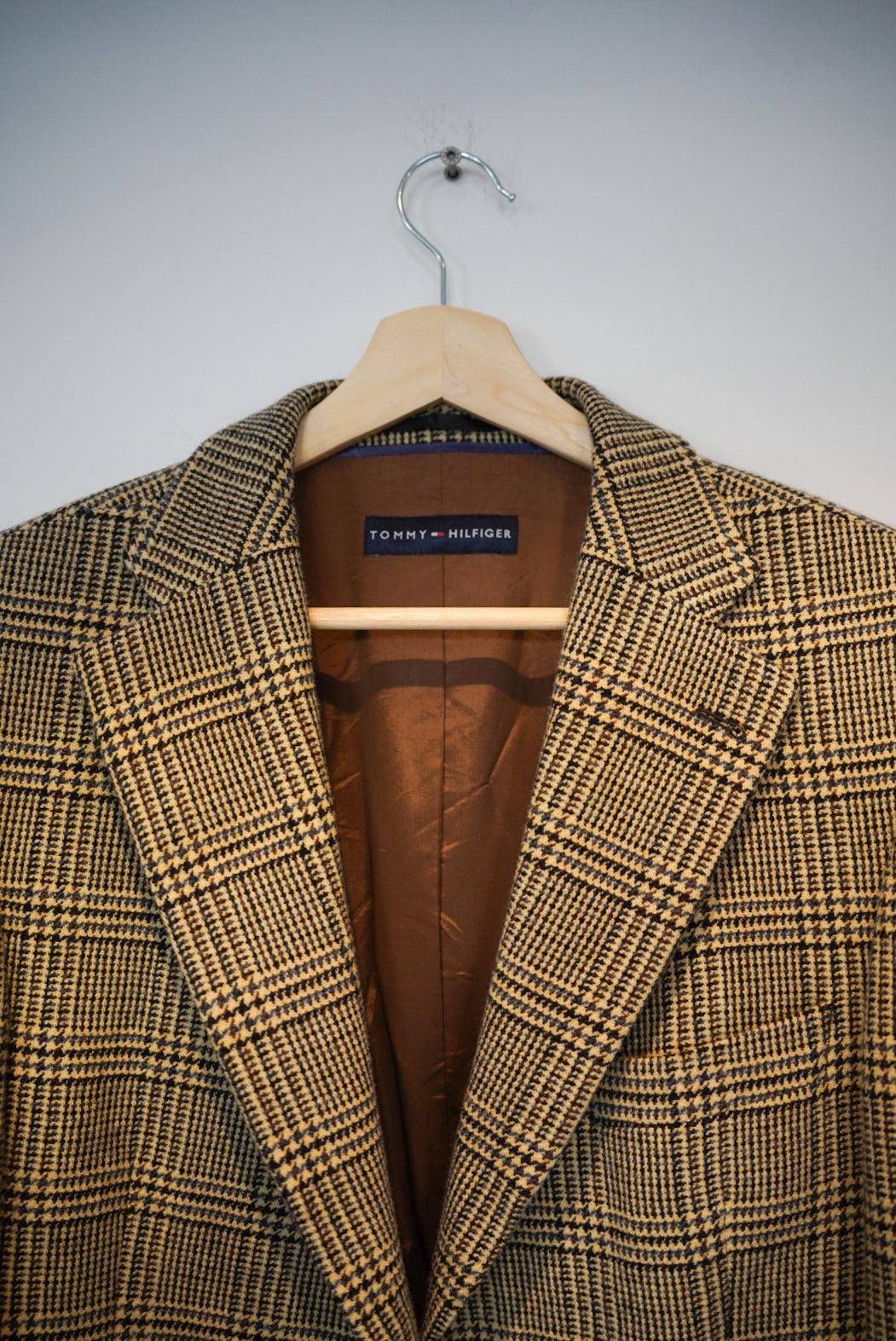 Tommy Hilfiger Beige Checkered Cotton and Cashmere Blazer