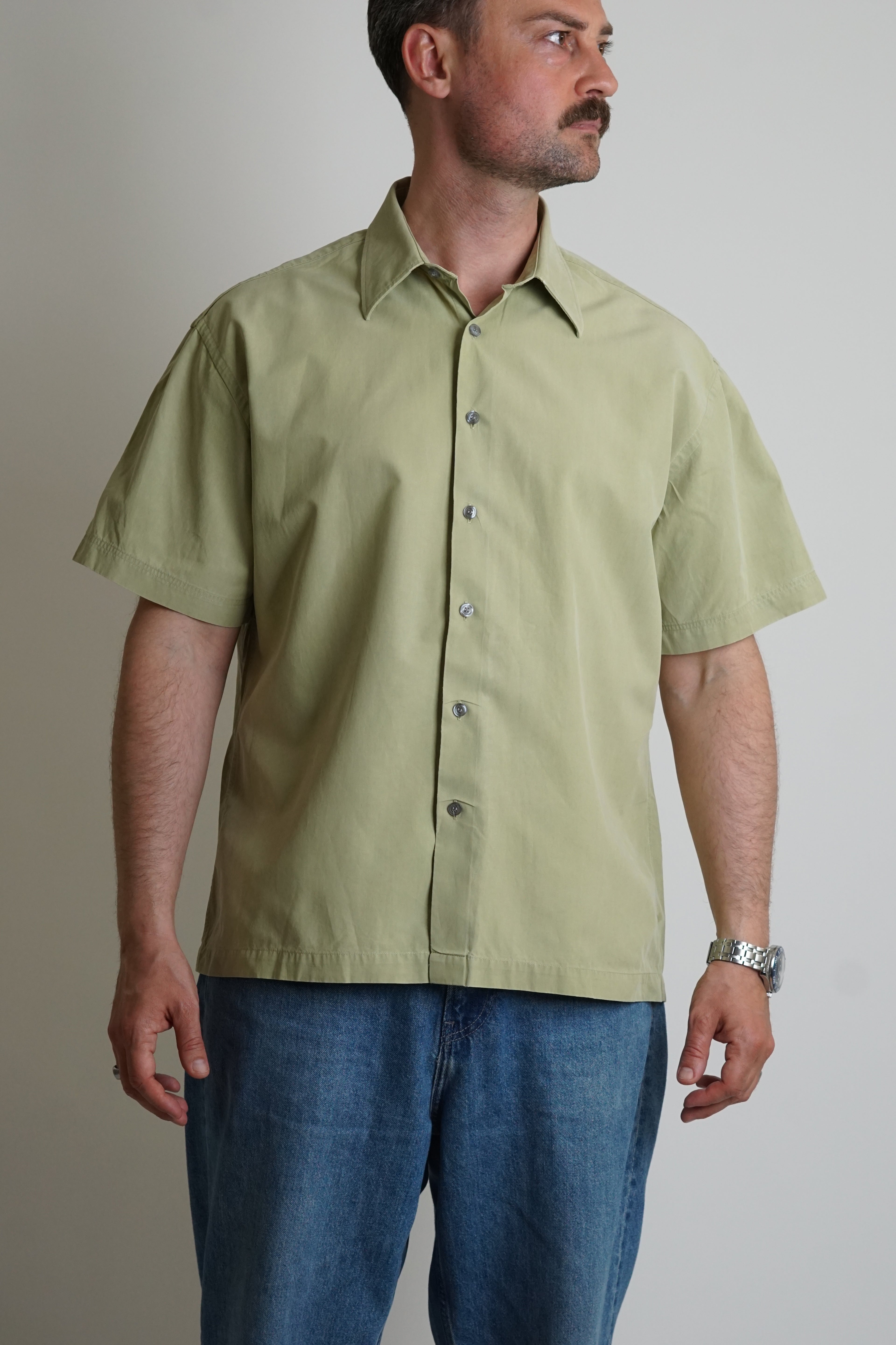 Sand Copenhagen Olive-Green Short Sleeved Shirt