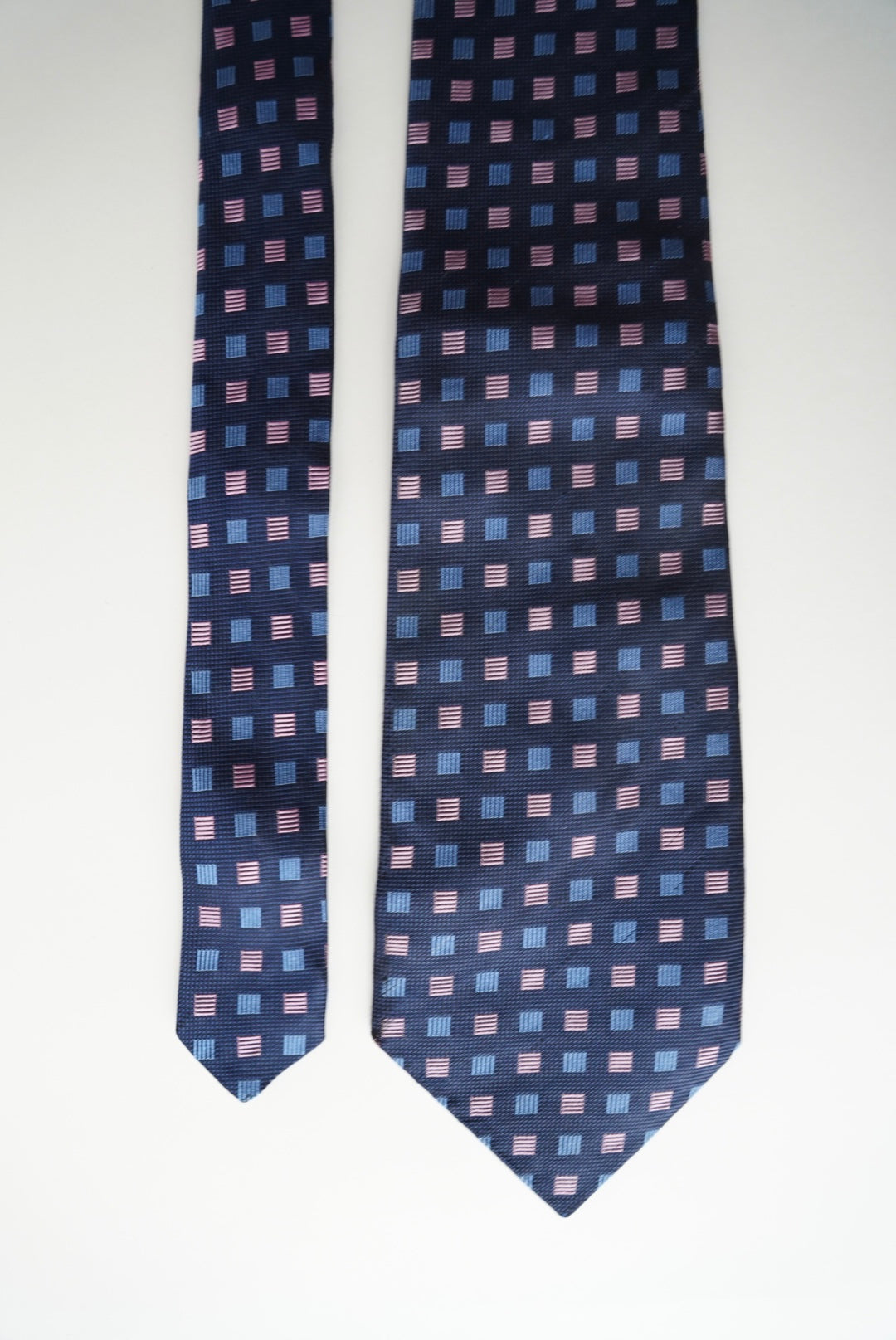 Hilditch & Key Navy and Purple Square Dotted Silk Tie