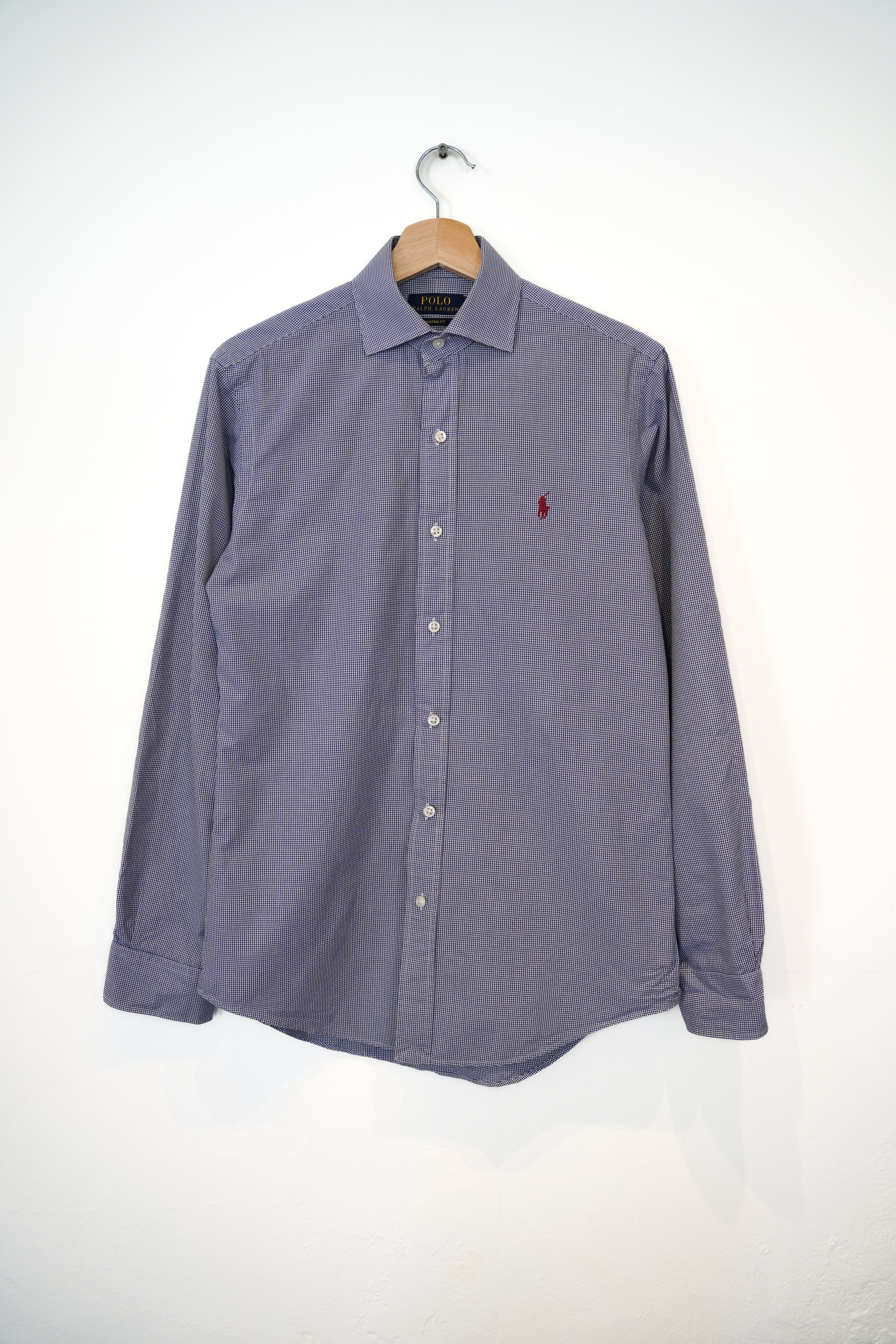 Ralph Lauren – Blau-weiß kariertes Baumwollhemd im Custom-Fit