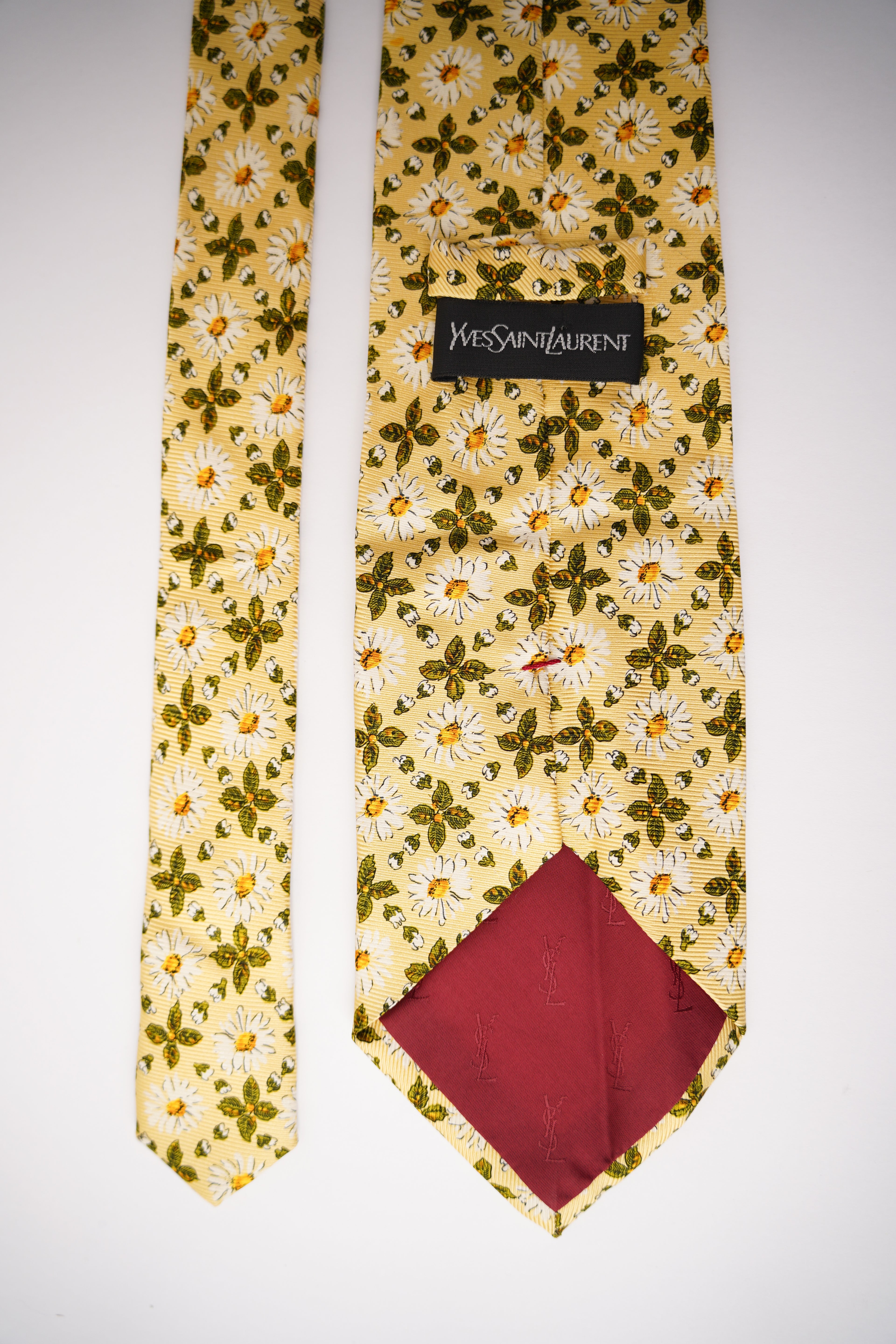 Yves Saint Laurent Yellow Flower SIlk Tie