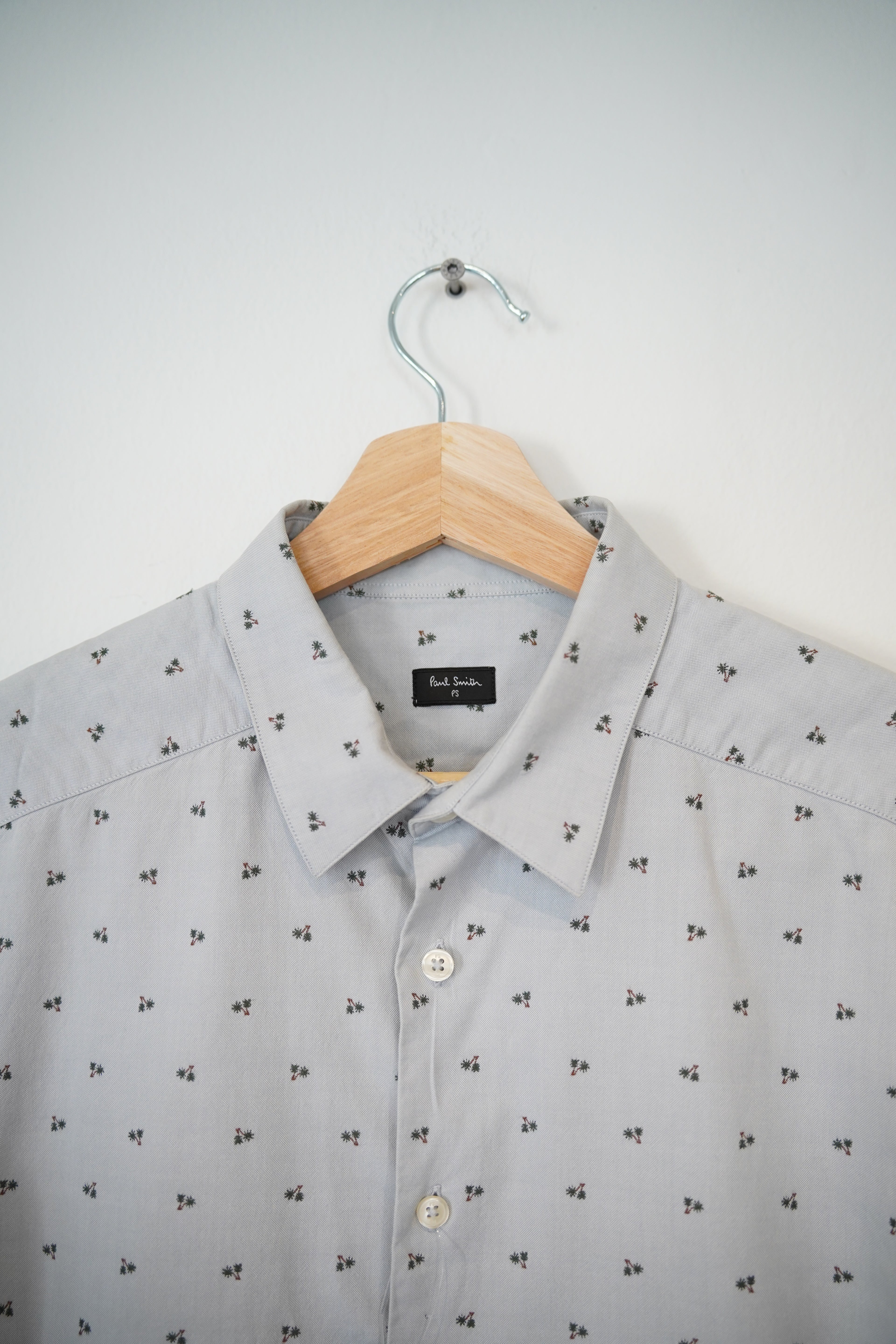 Paul Smith Gray Palm Dotted Cotton Shirt