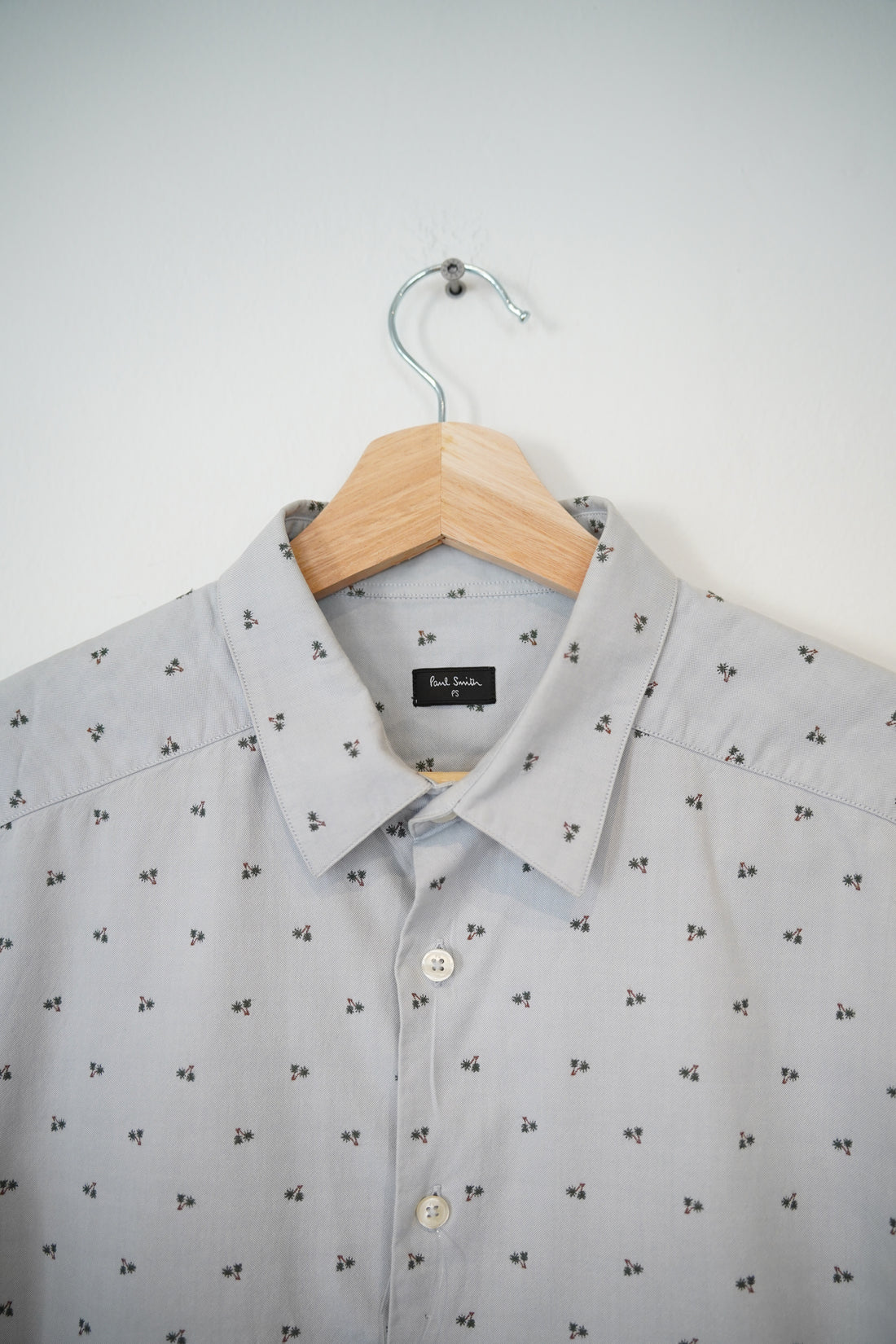 Paul Smith Grey Palm Dotted Cotton Shirt